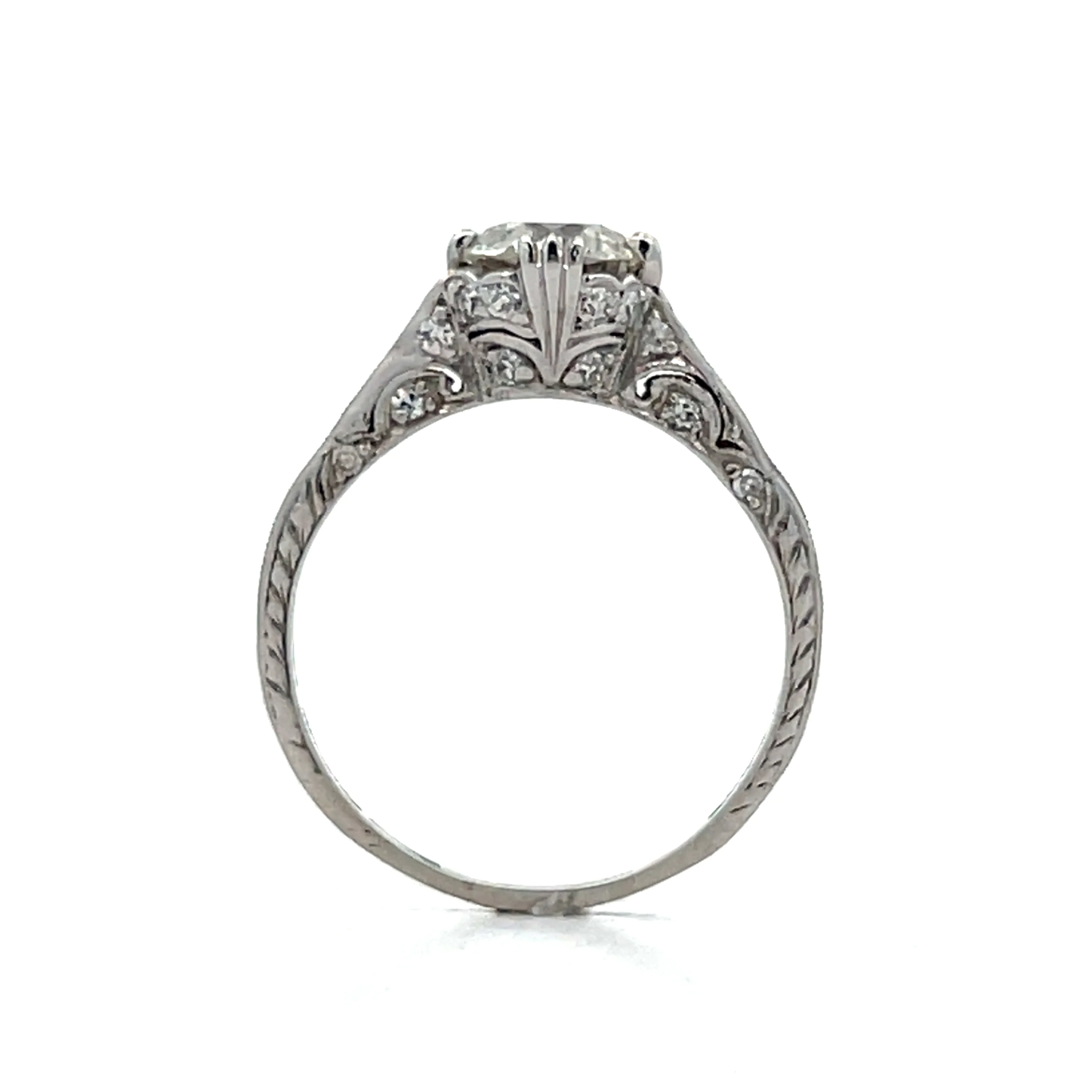 1.01 Vintage European Diamond Engagement Ring Platinum - Image 4