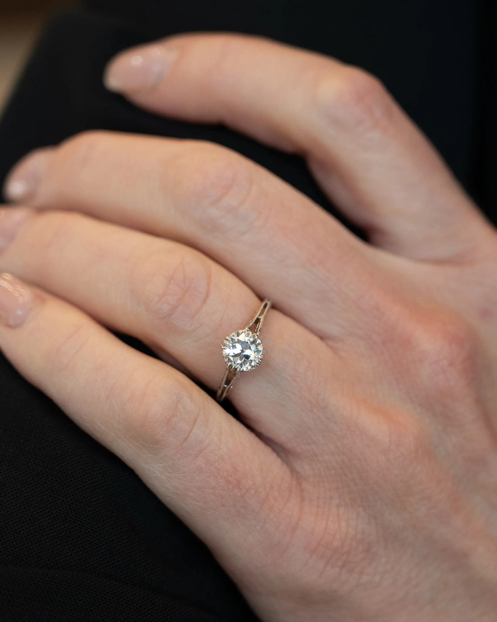 1.01 Vintage European Diamond Engagement Ring Platinum - Image 8