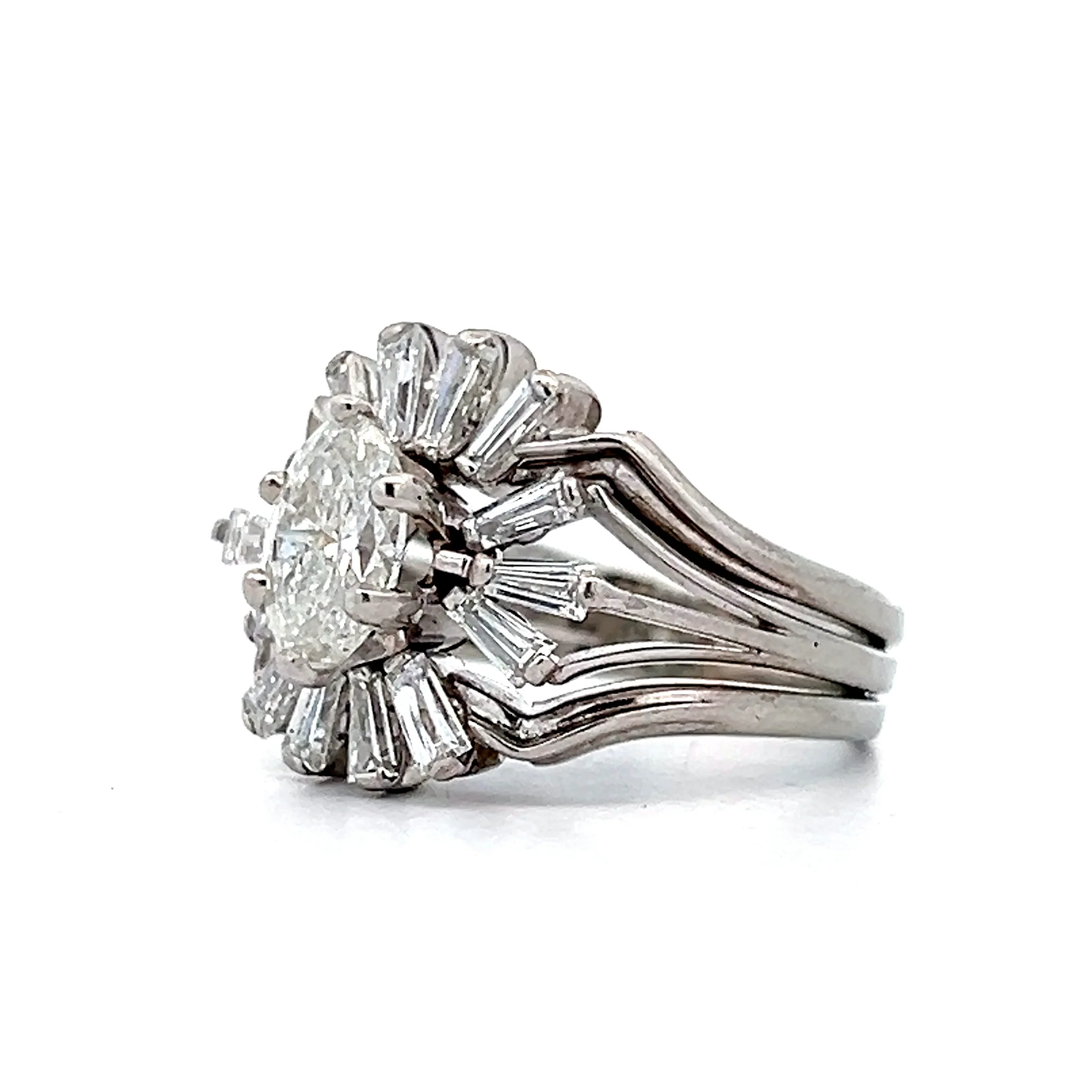 1.01 Vintage Jabel Oval Diamond Ring in 18k White Gold - Image 2