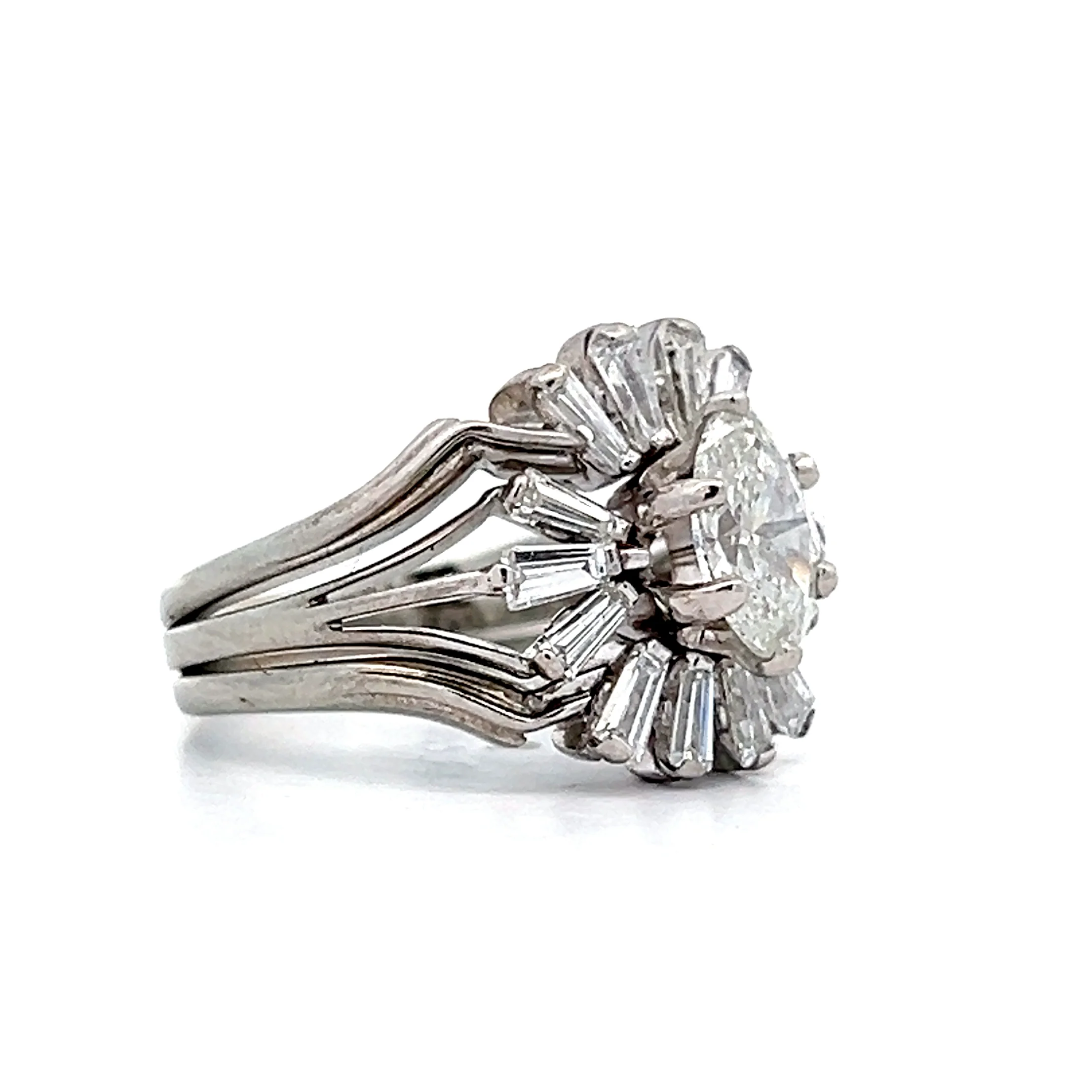 1.01 Vintage Jabel Oval Diamond Ring in 18k White Gold - Image 3