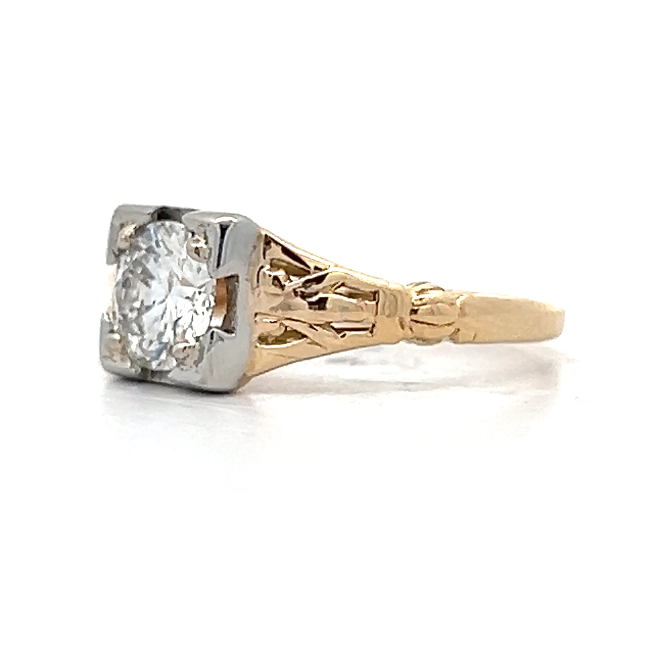 1.01 Vintage Retro Diamond Engagement Ring in 14k - Image 2