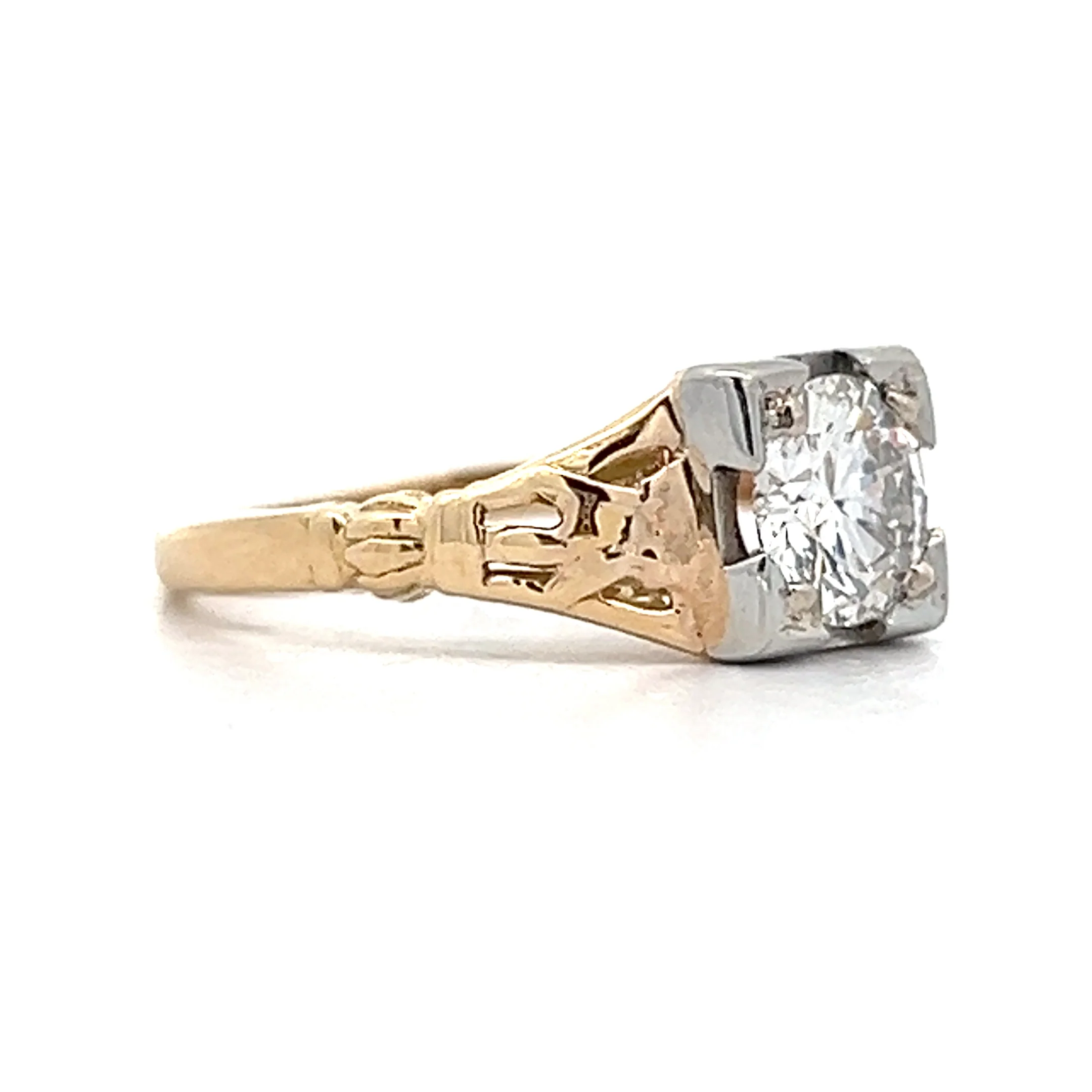1.01 Vintage Retro Diamond Engagement Ring in 14k - Image 3