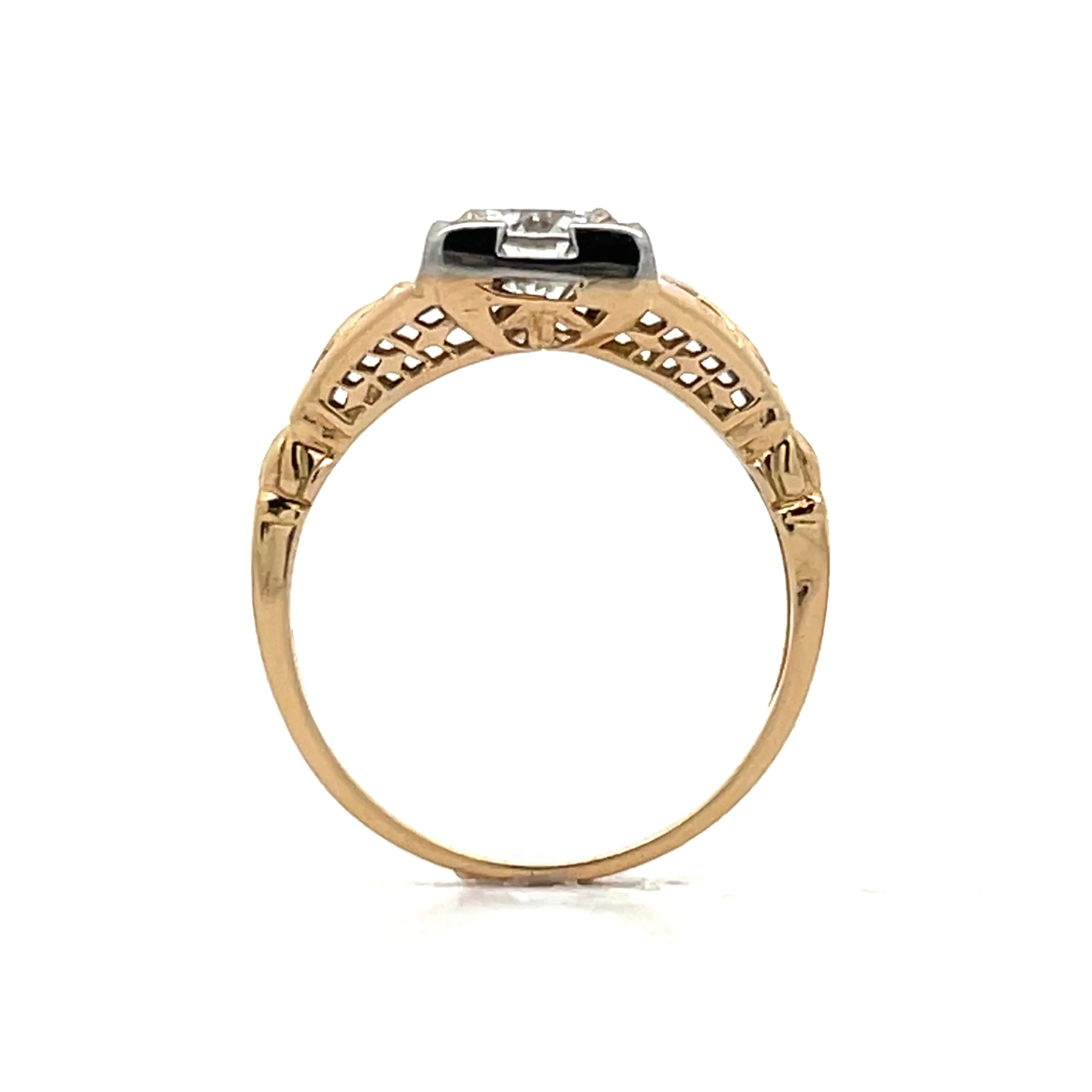 1.01 Vintage Retro Diamond Engagement Ring in 14k - Image 4