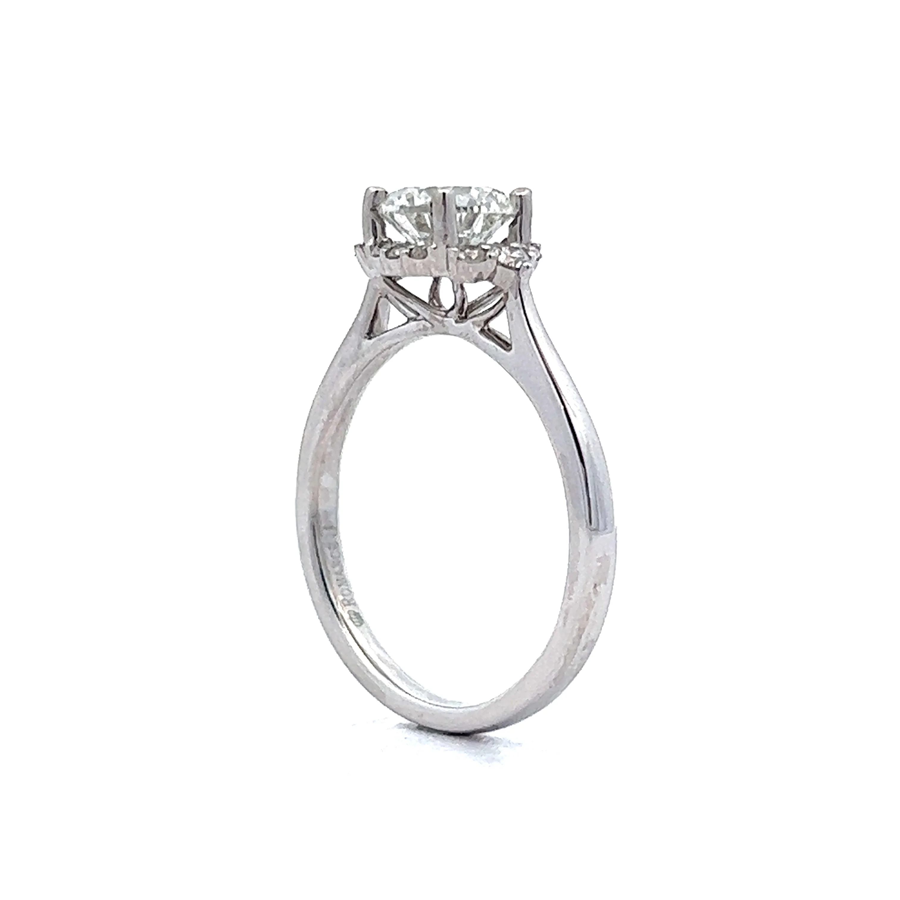 1.01 Half Halo Diamond Engagement Ring in 14k White Gold - Image 4