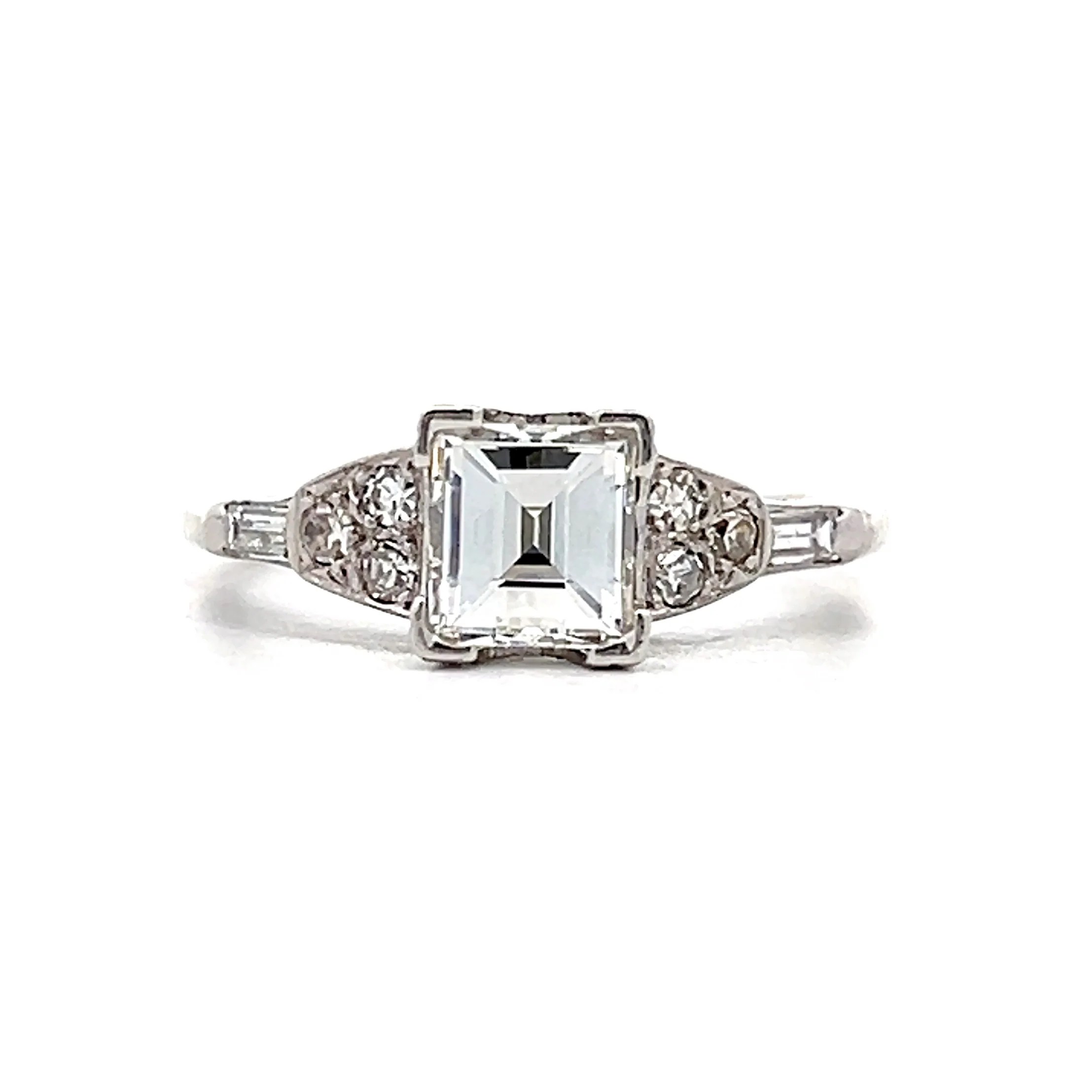 1.02 Antique Carre Cut Diamond Engagement Ring in 14k
