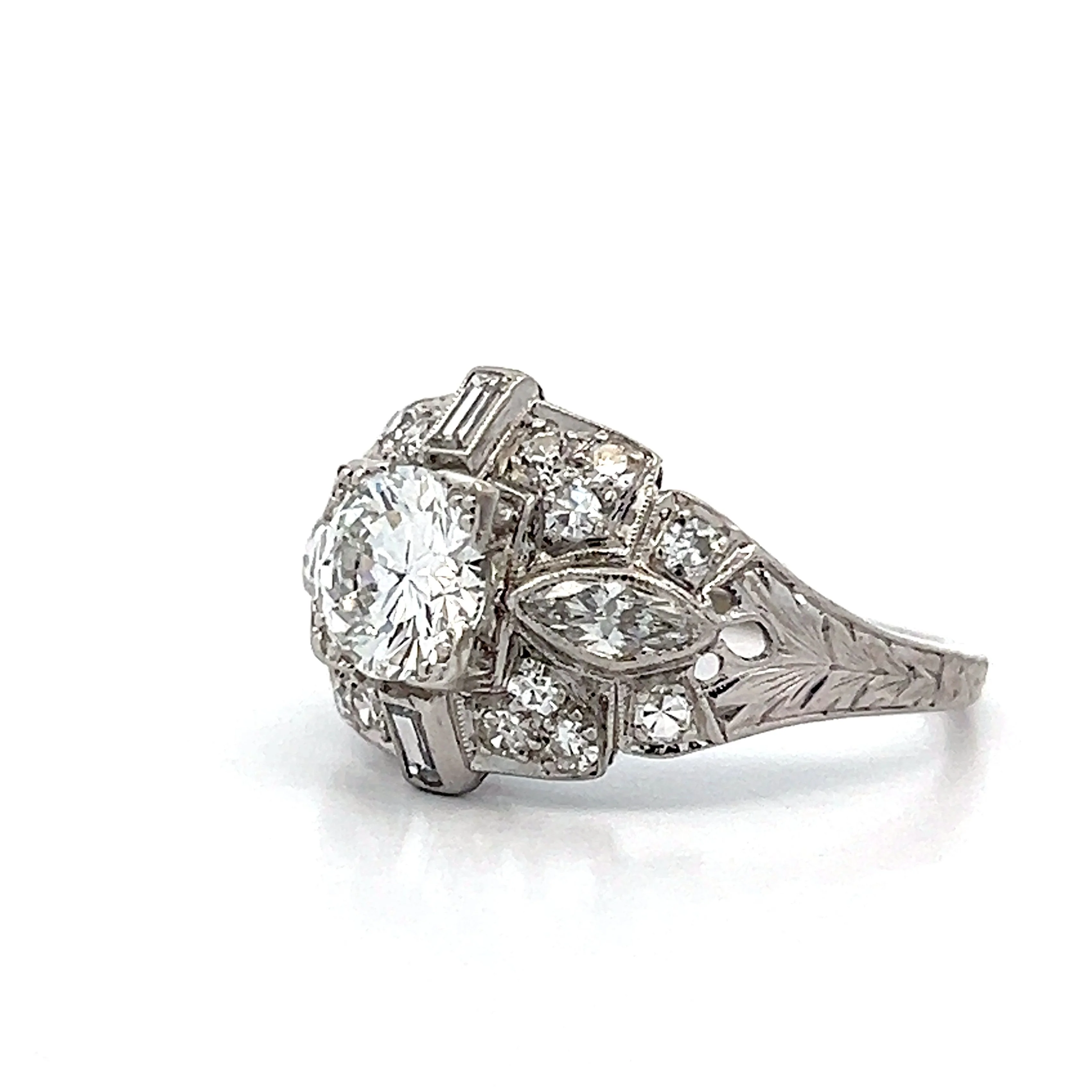 1.02 Antique Deco Diamond Engagement Ring in Platinum - Image 2