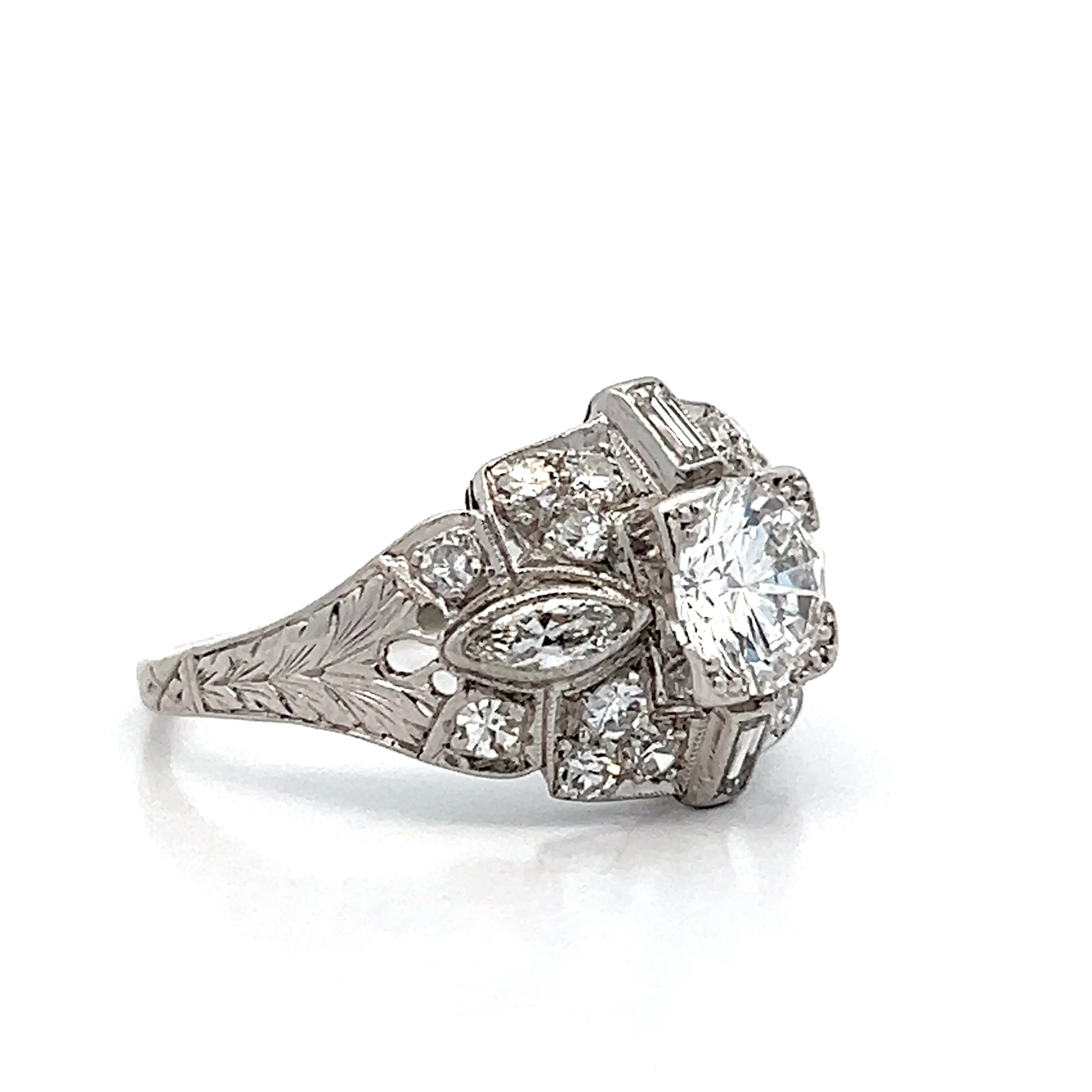 1.02 Antique Deco Diamond Engagement Ring in Platinum - Image 3