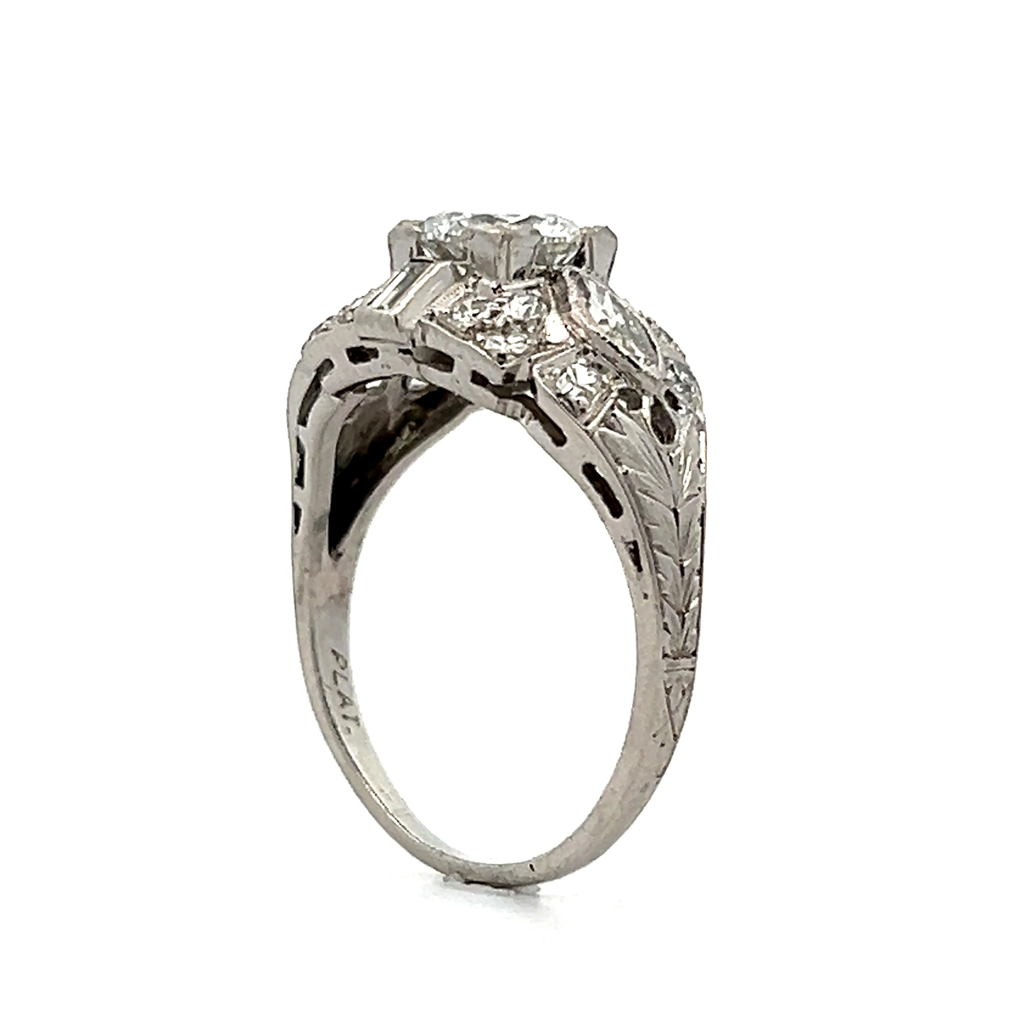 1.02 Antique Deco Diamond Engagement Ring in Platinum - Image 5