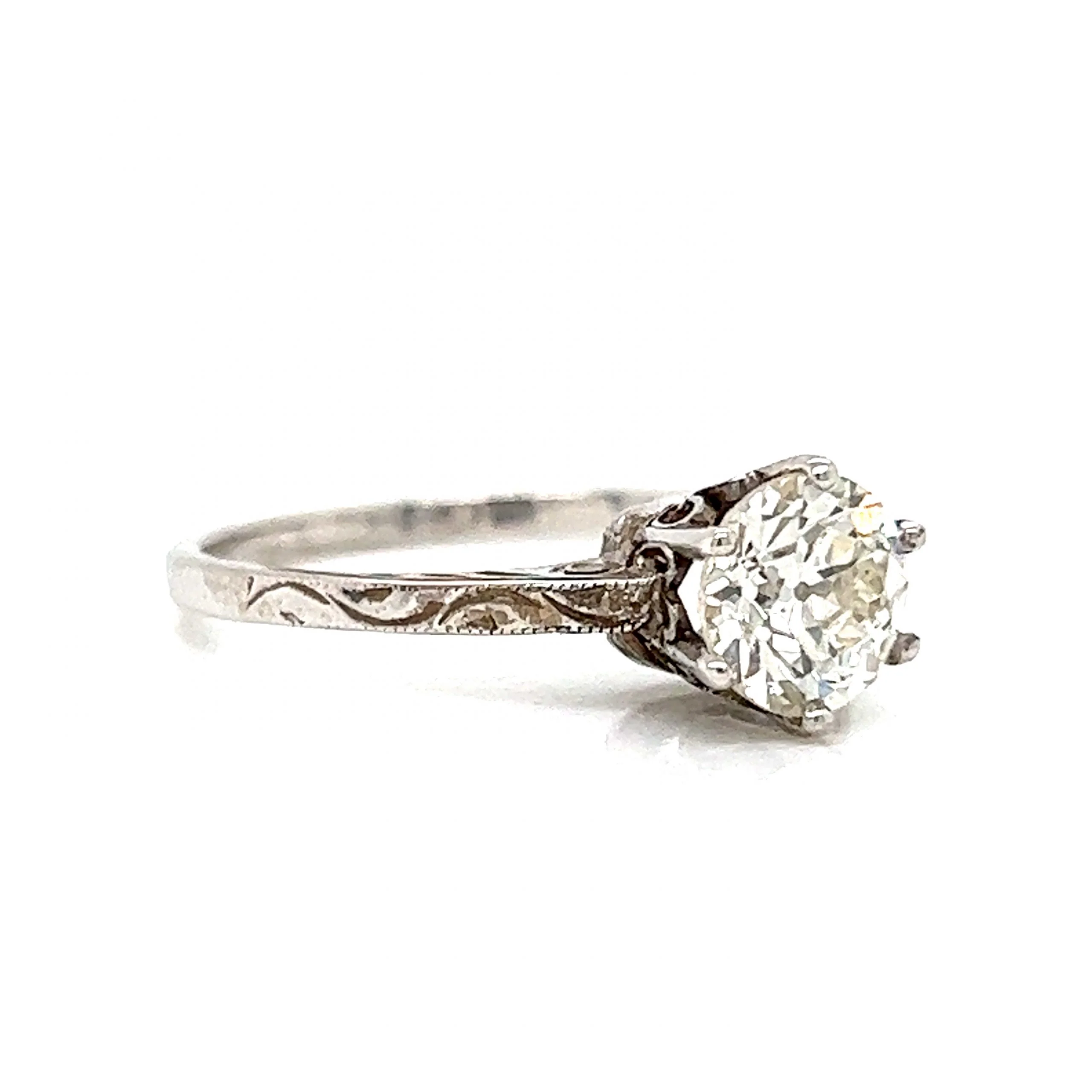 1.02 Art Deco Diamond Engagement Ring in 14k White Gold - Image 3
