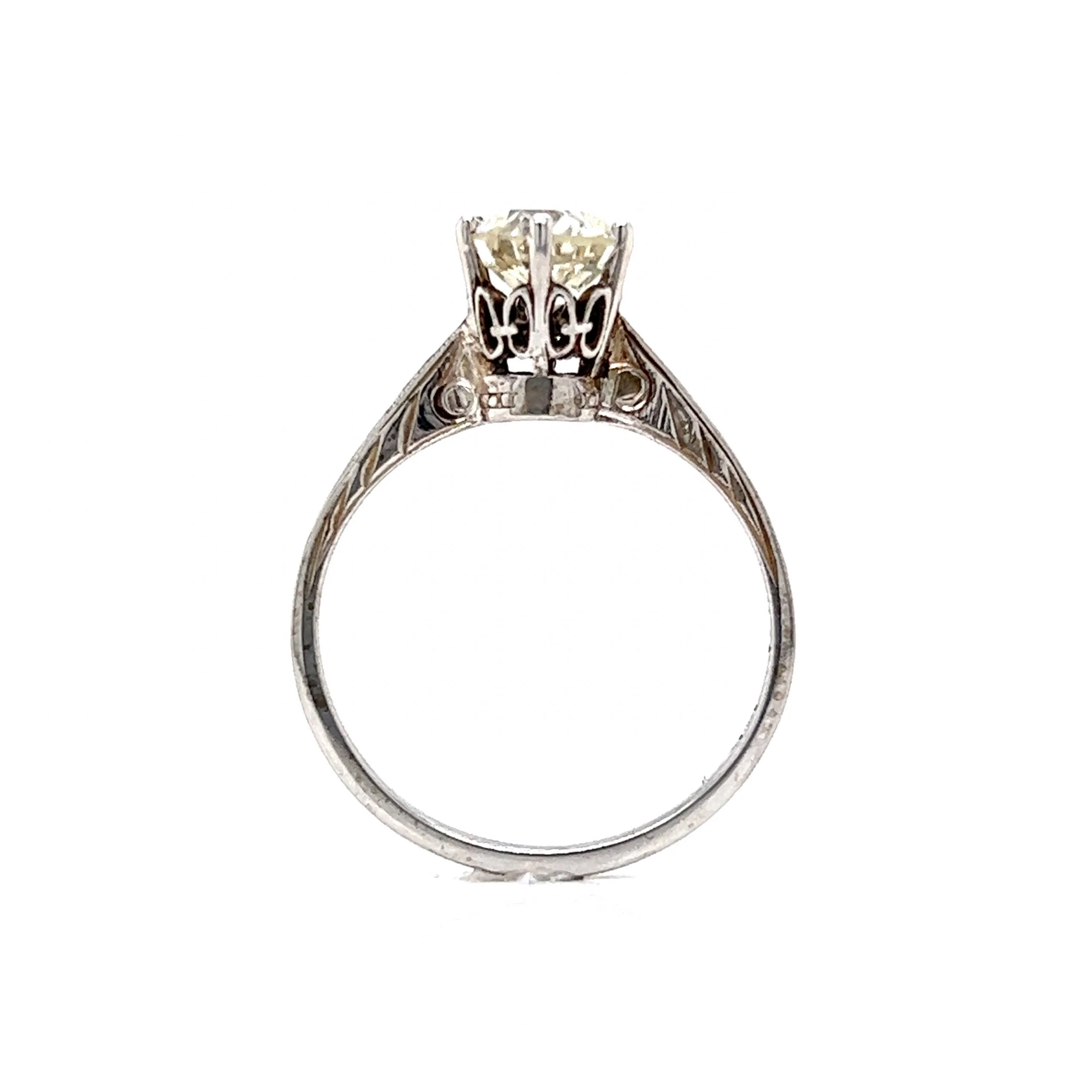 1.02 Art Deco Diamond Engagement Ring in 14k White Gold - Image 4