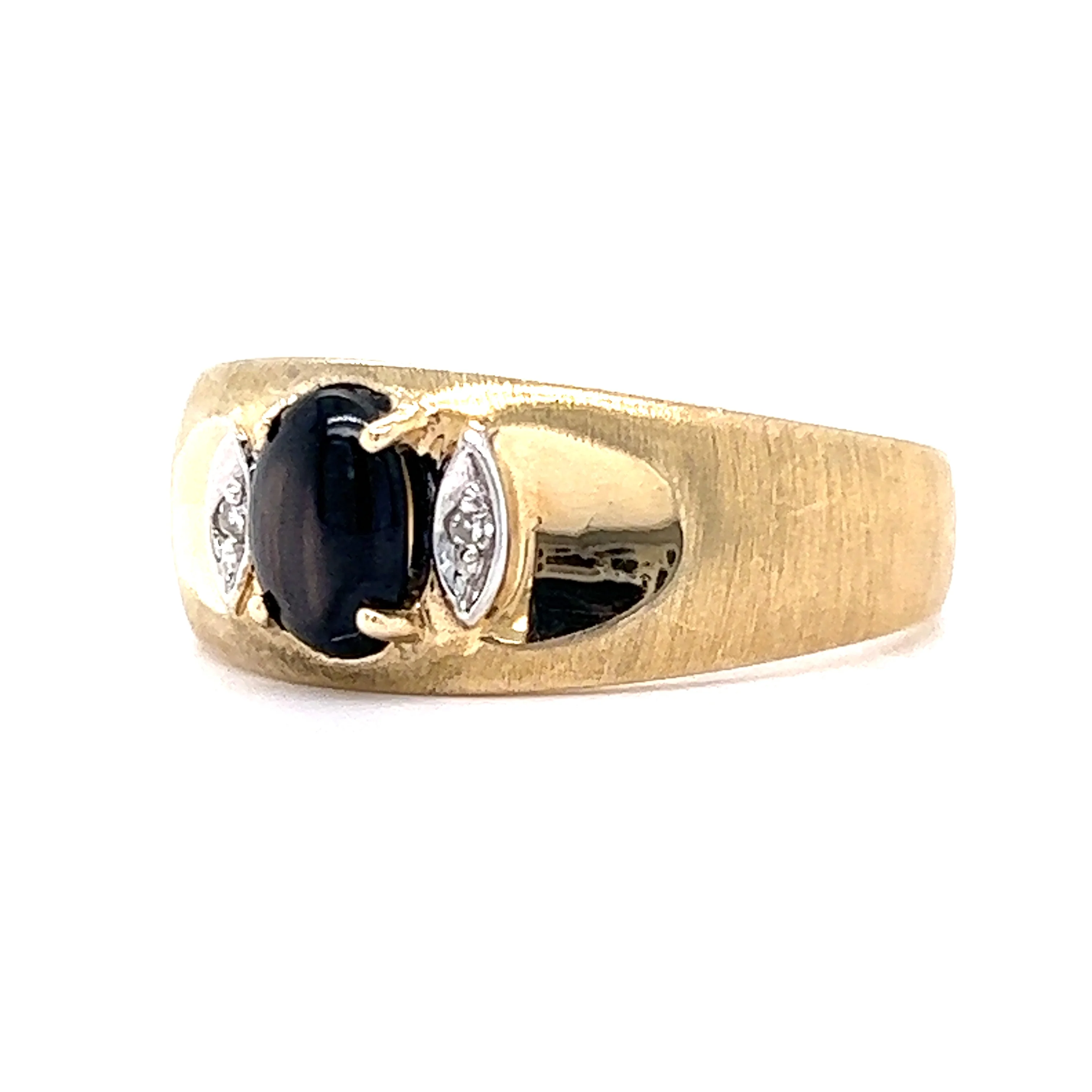 1.02 Cabochon Cut Cat's Eye Cocktail Ring in 14k Yellow Gold - Image 2