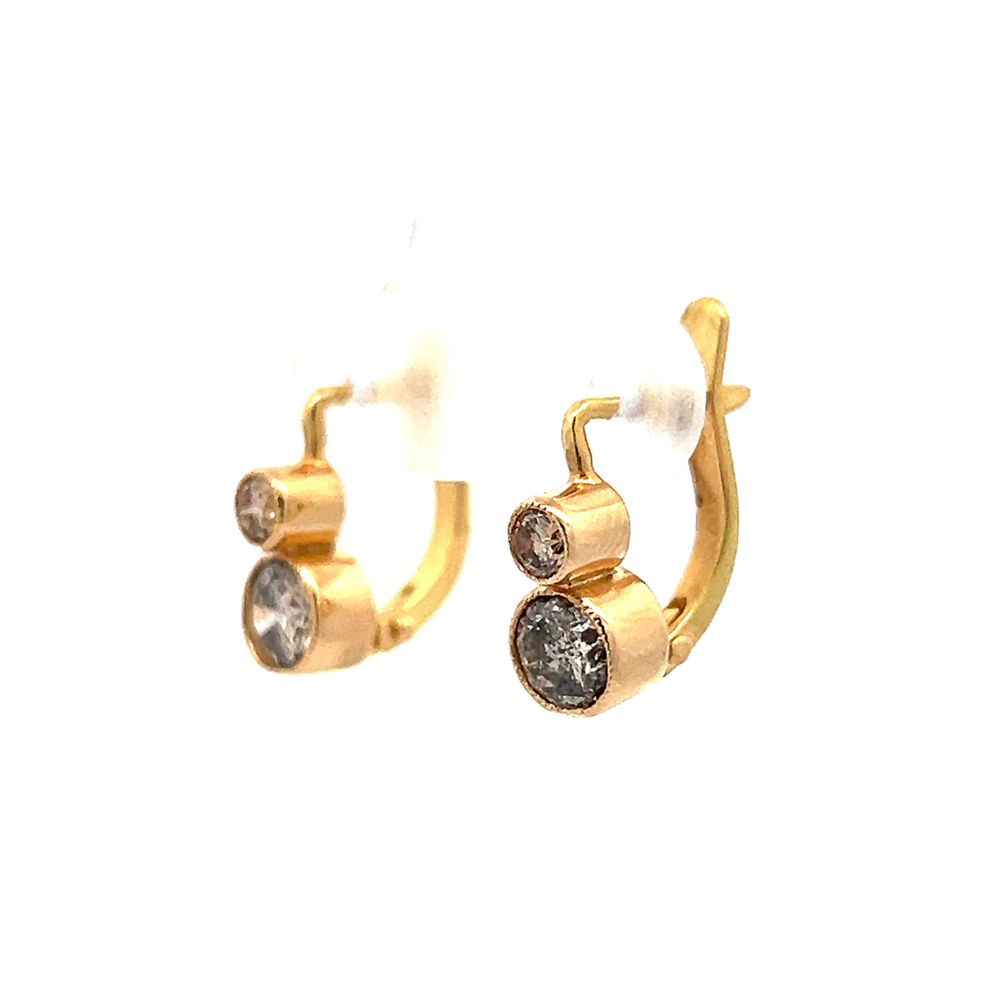 1.02 Champagne Diamond Drop Earrings in Yellow Gold - Image 2