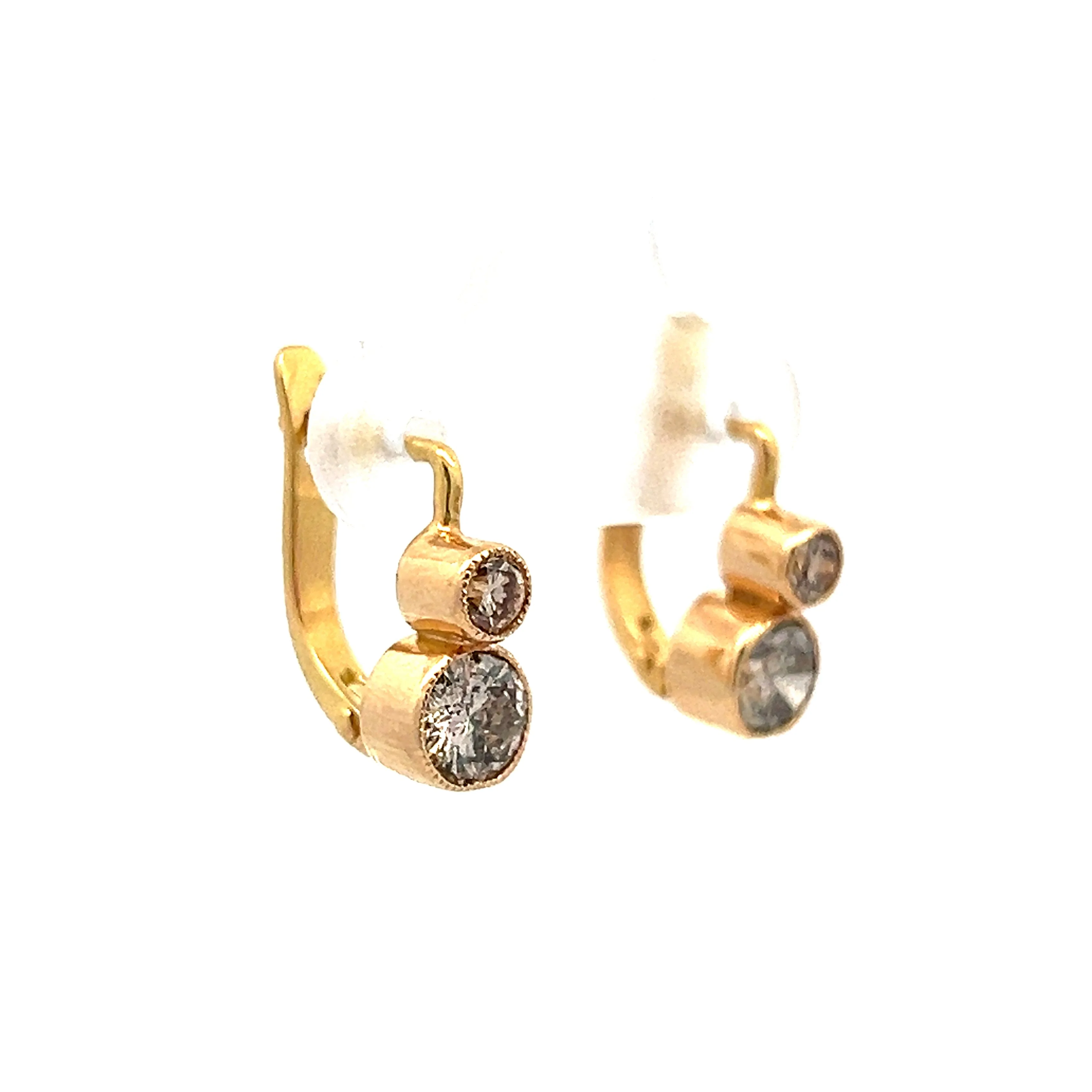 1.02 Champagne Diamond Drop Earrings in Yellow Gold - Image 3