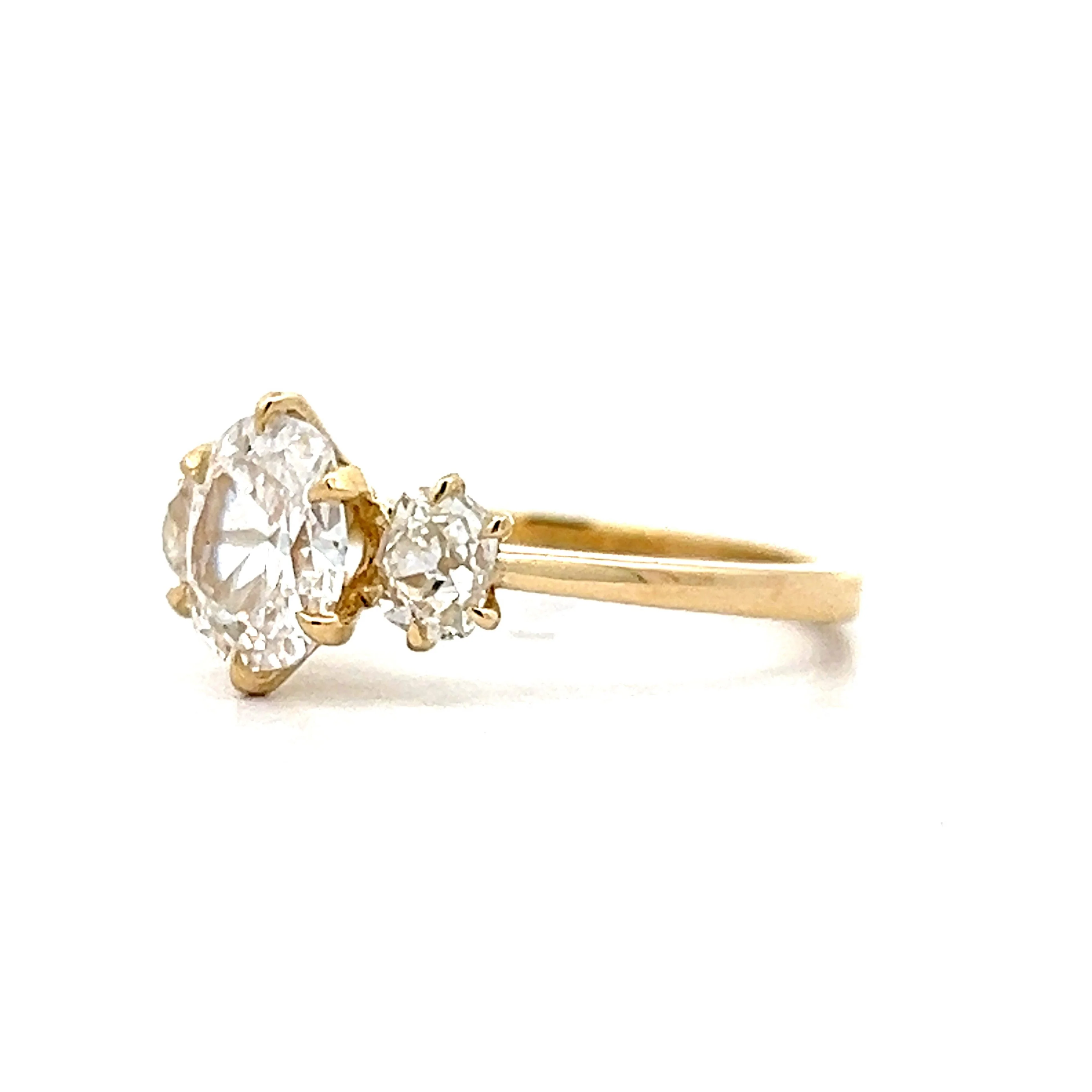 1.02 Three Stone Cushion Diamond Engagement Ring in 14k - Image 2