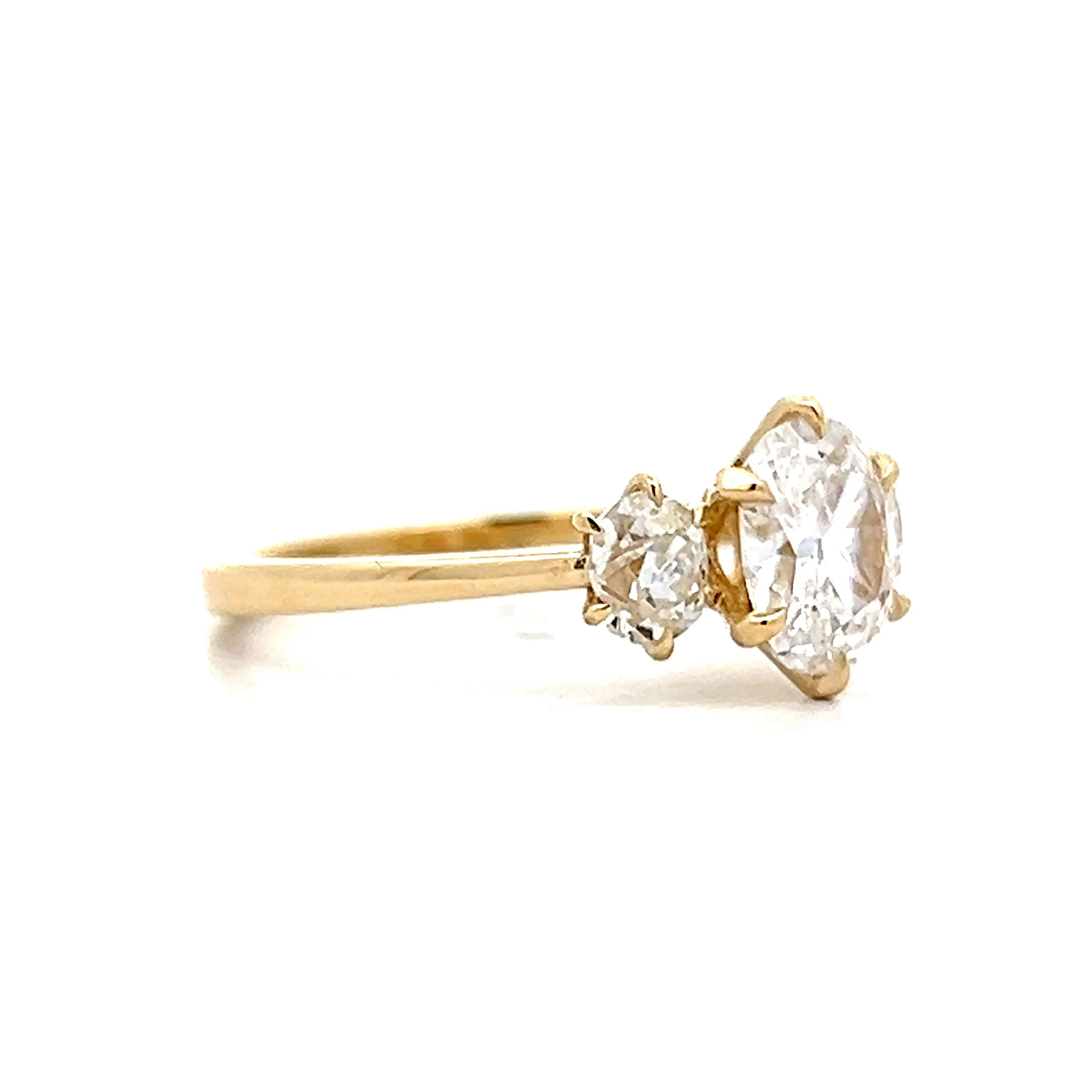 1.02 Three Stone Cushion Diamond Engagement Ring in 14k - Image 3