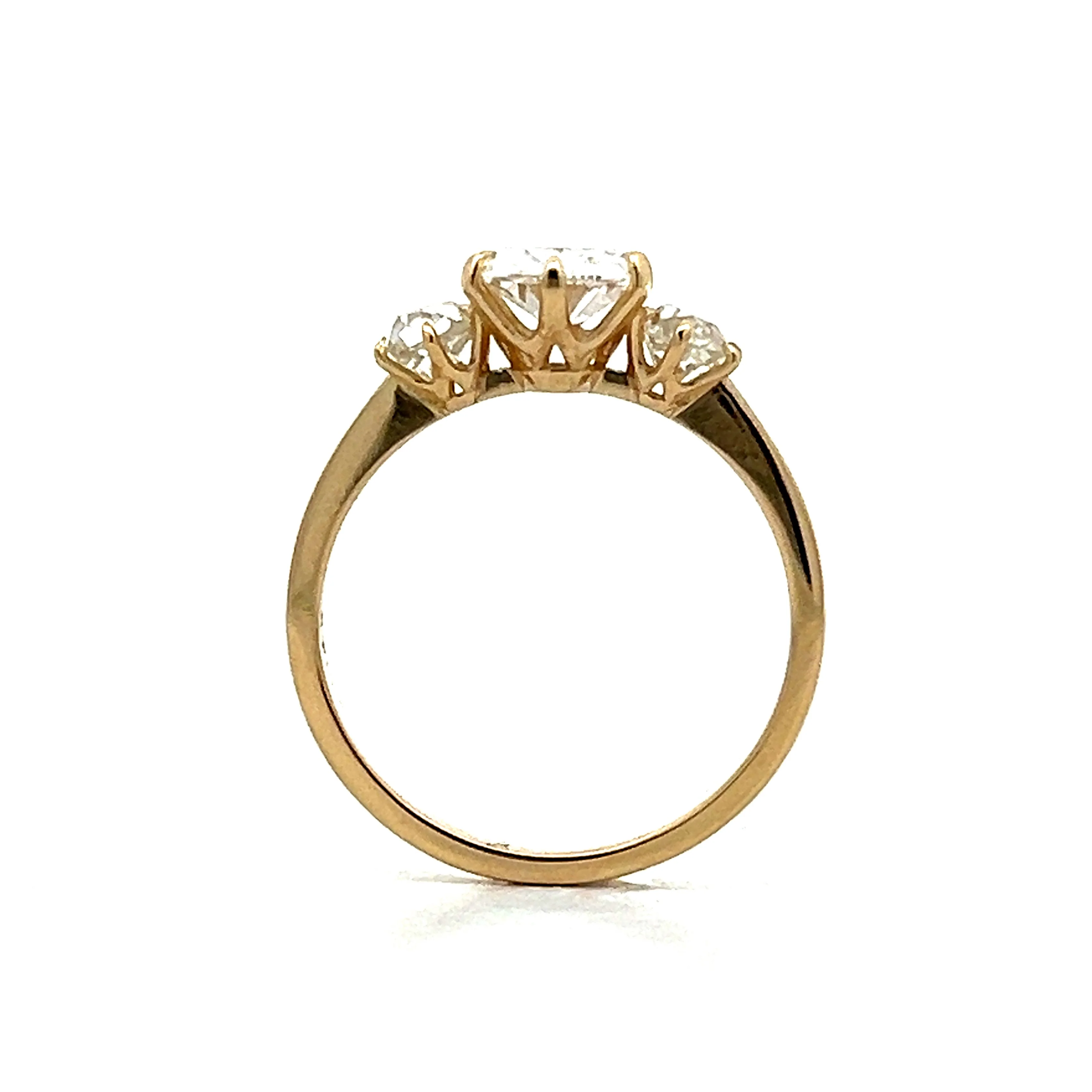 1.02 Three Stone Cushion Diamond Engagement Ring in 14k - Image 4