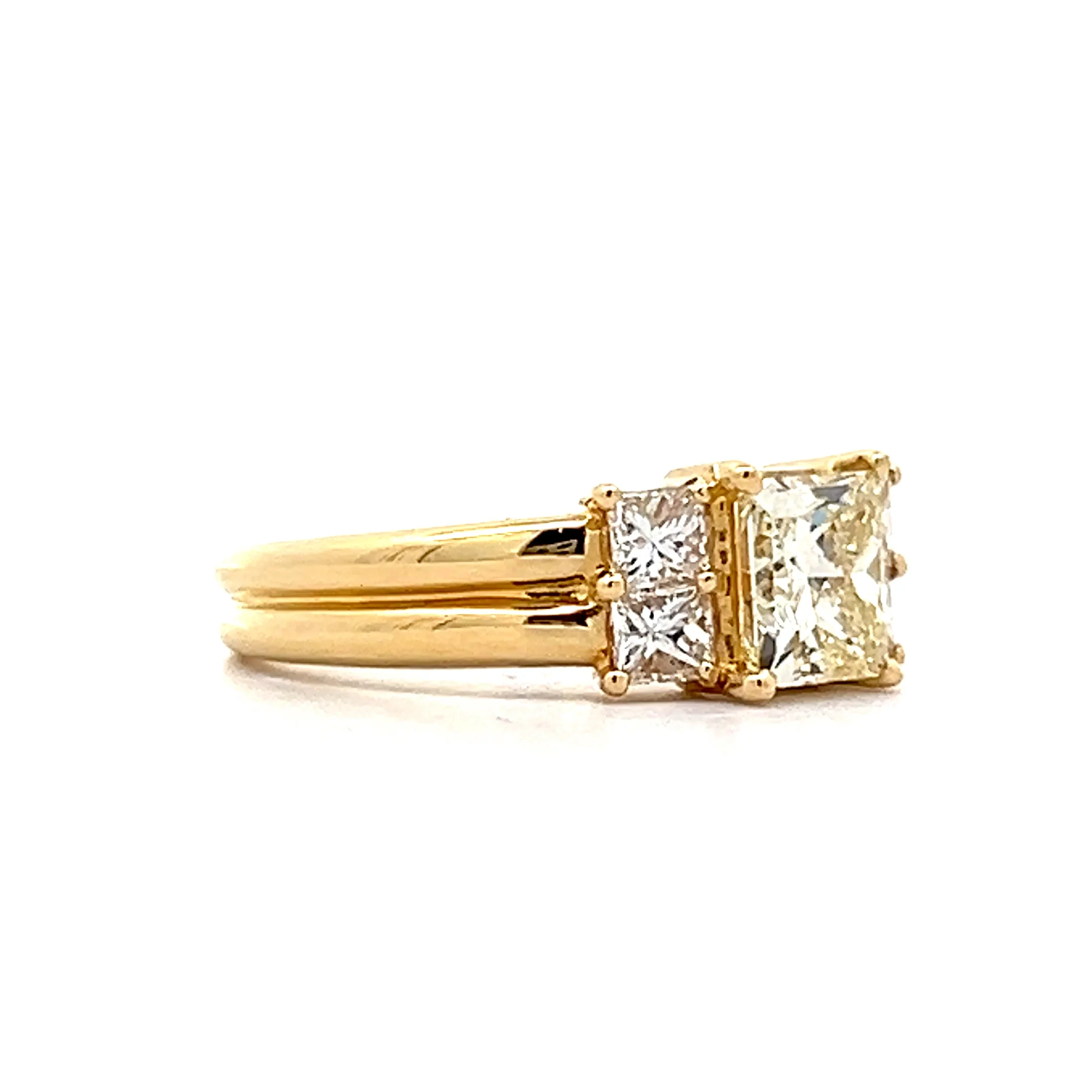 1.02 Fancy Light Yellow Diamond Engagement Ring in 18k - Image 3