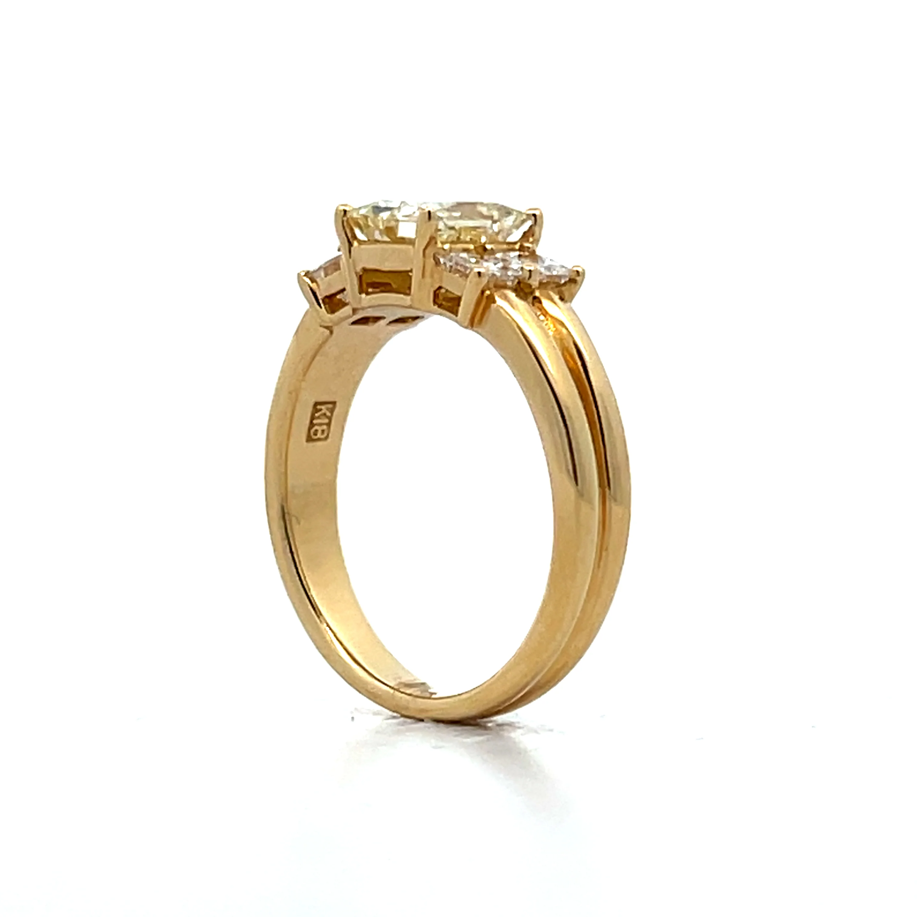 1.02 Fancy Light Yellow Diamond Engagement Ring in 18k - Image 5
