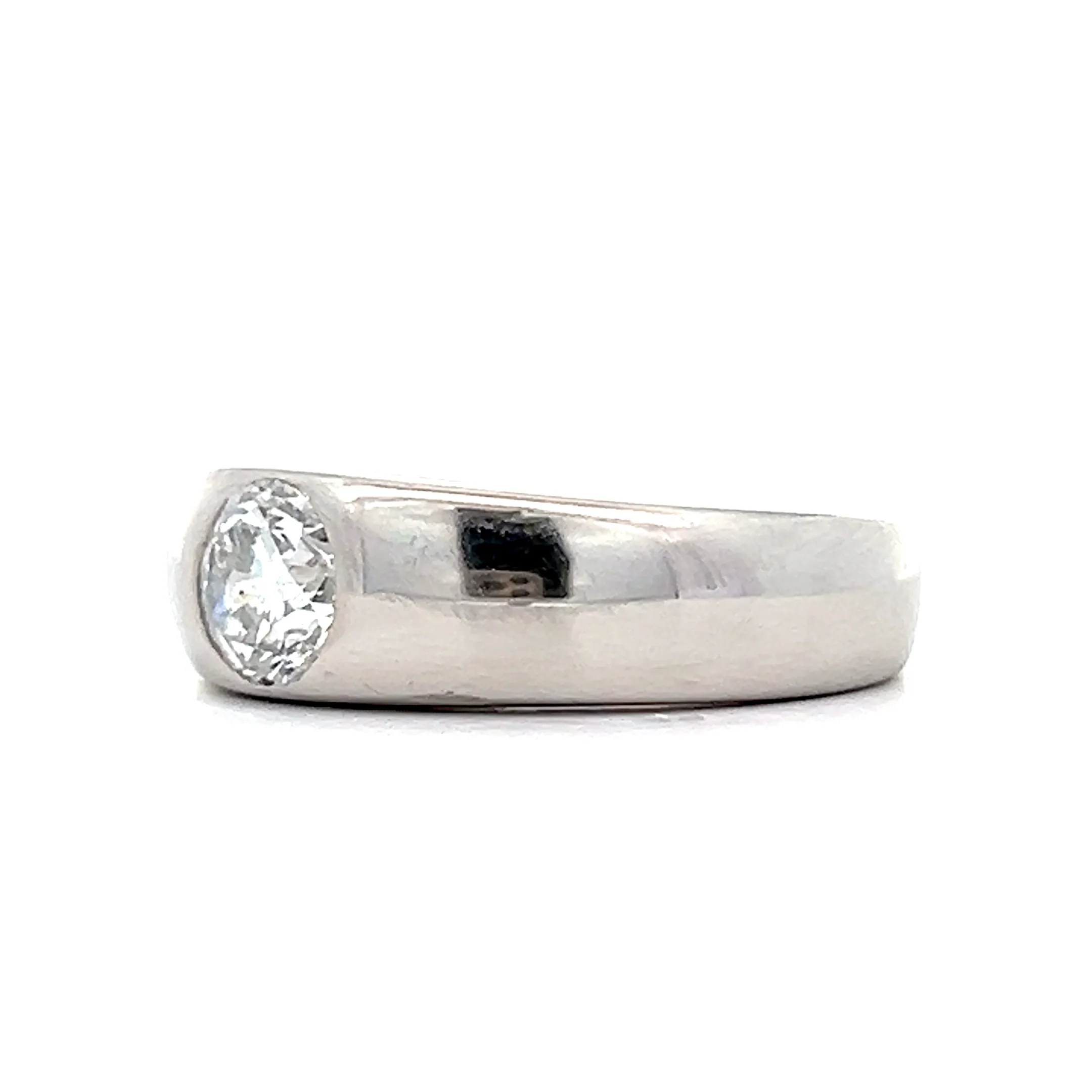 1.02 Flush Set Solitaire Diamond Engagement Ring Platinum - Image 2