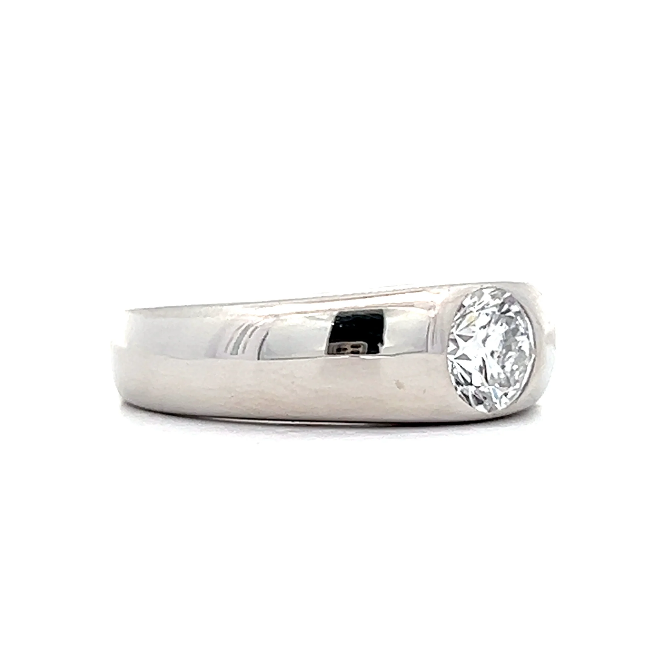 1.02 Flush Set Solitaire Diamond Engagement Ring Platinum - Image 3