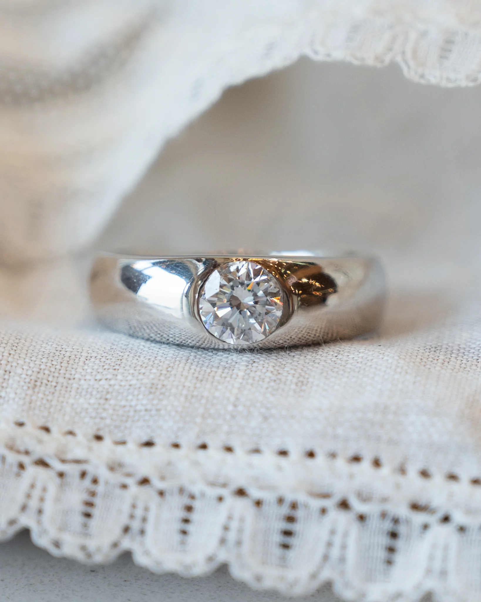 1.02 Flush Set Solitaire Diamond Engagement Ring Platinum - Image 6
