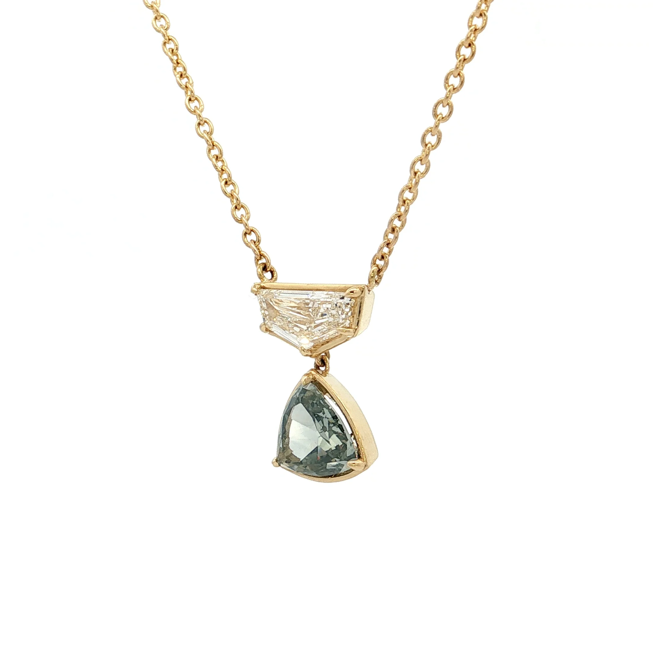 1.02 GIA Trillion Cut Fancy Dark Grey Diamond Pendant 18k - Image 2