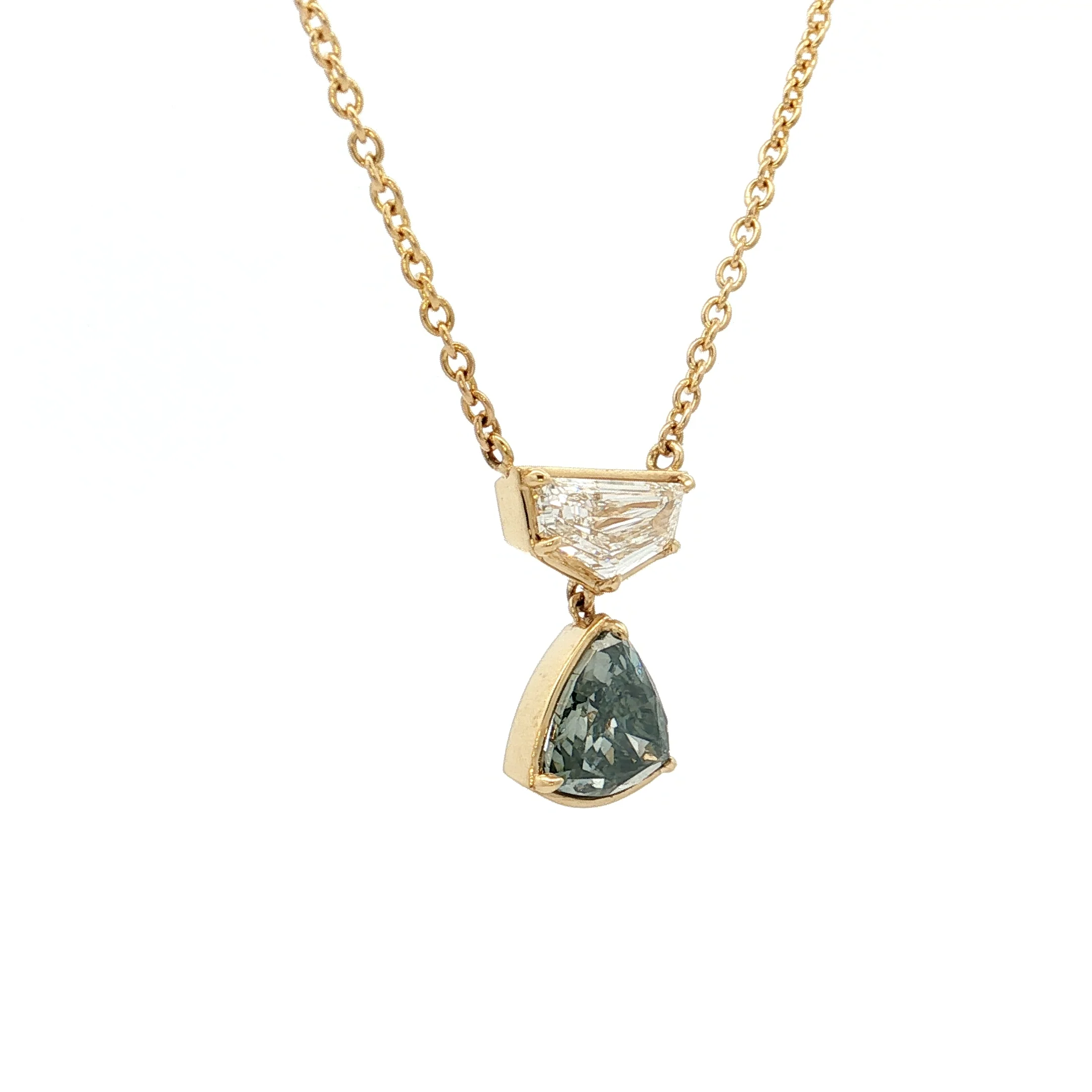 1.02 GIA Trillion Cut Fancy Dark Grey Diamond Pendant 18k - Image 3