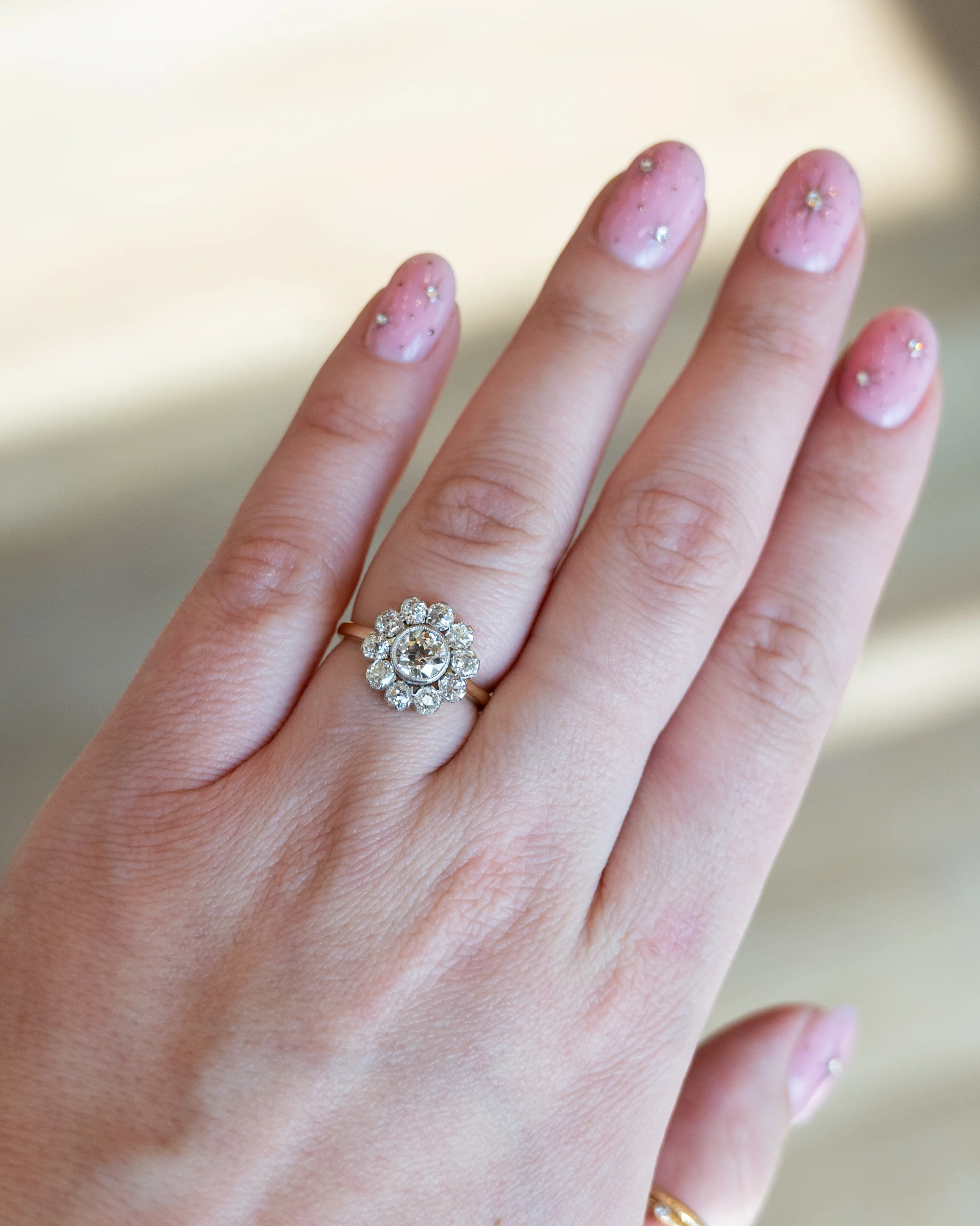 1.02 Old European Diamond Halo Ring 18k & Platinum - Image 7