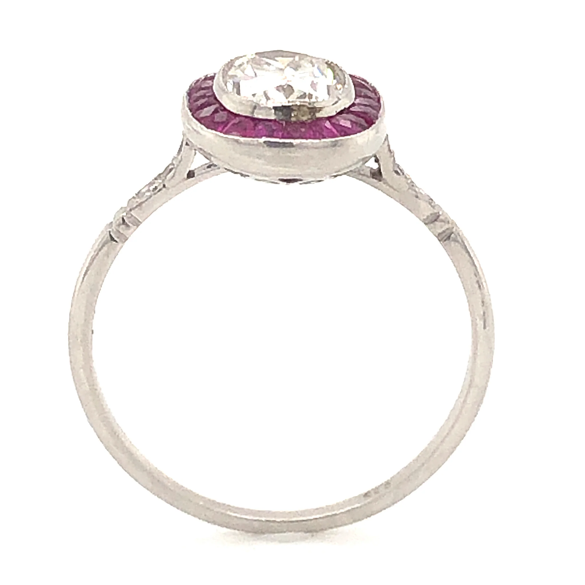 1.02 Oval Cut Diamond & Ruby Engagement Ring in Platinum - Image 4