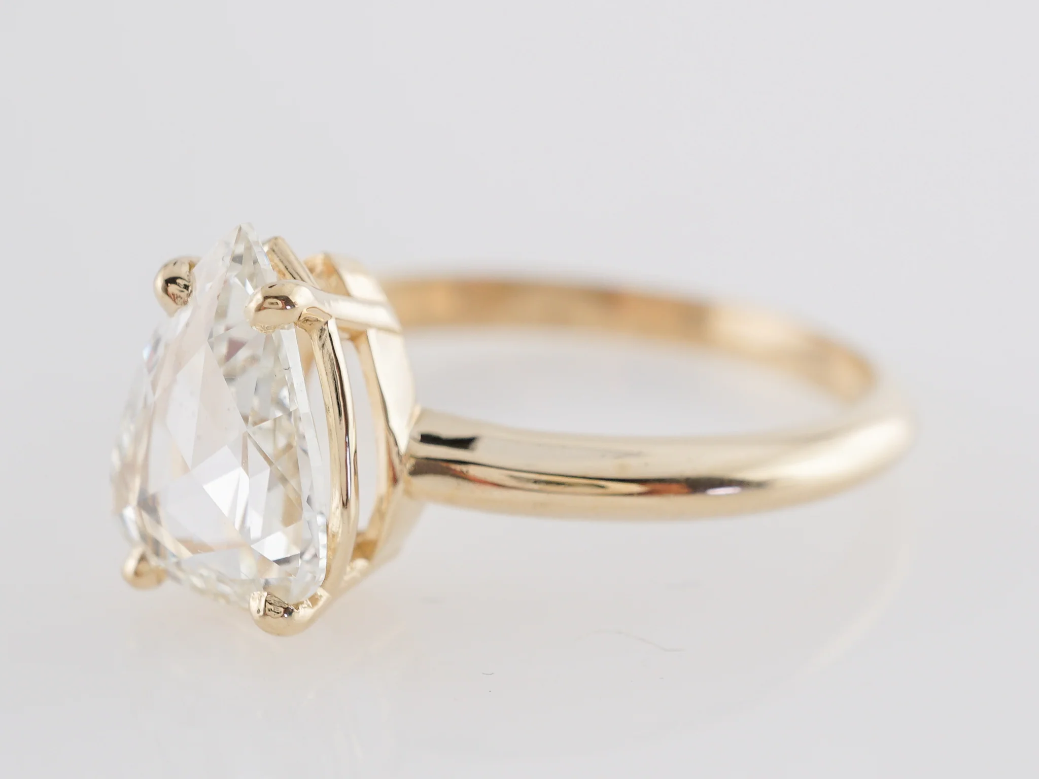 1.02 Solitaire Pear Shaped Rose Cut Diamond Engagement Ring - Image 2