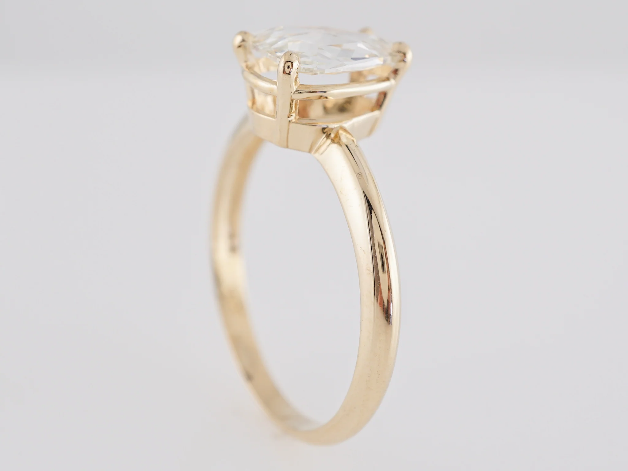 1.02 Solitaire Pear Shaped Rose Cut Diamond Engagement Ring - Image 3