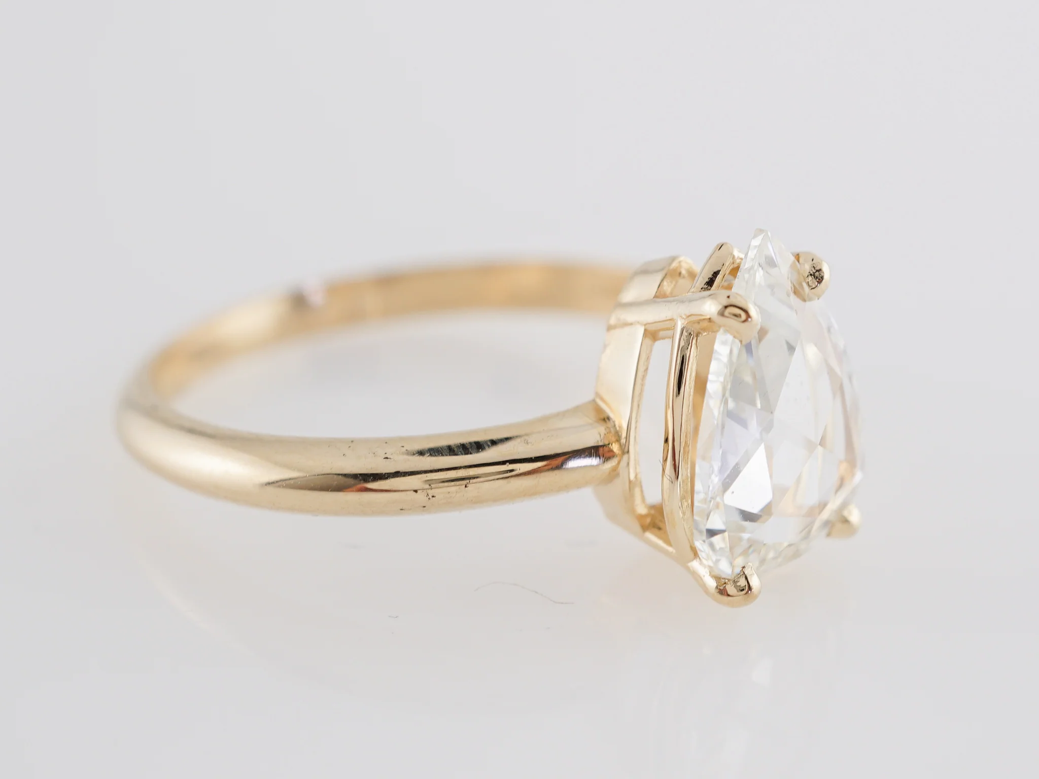 1.02 Solitaire Pear Shaped Rose Cut Diamond Engagement Ring - Image 5