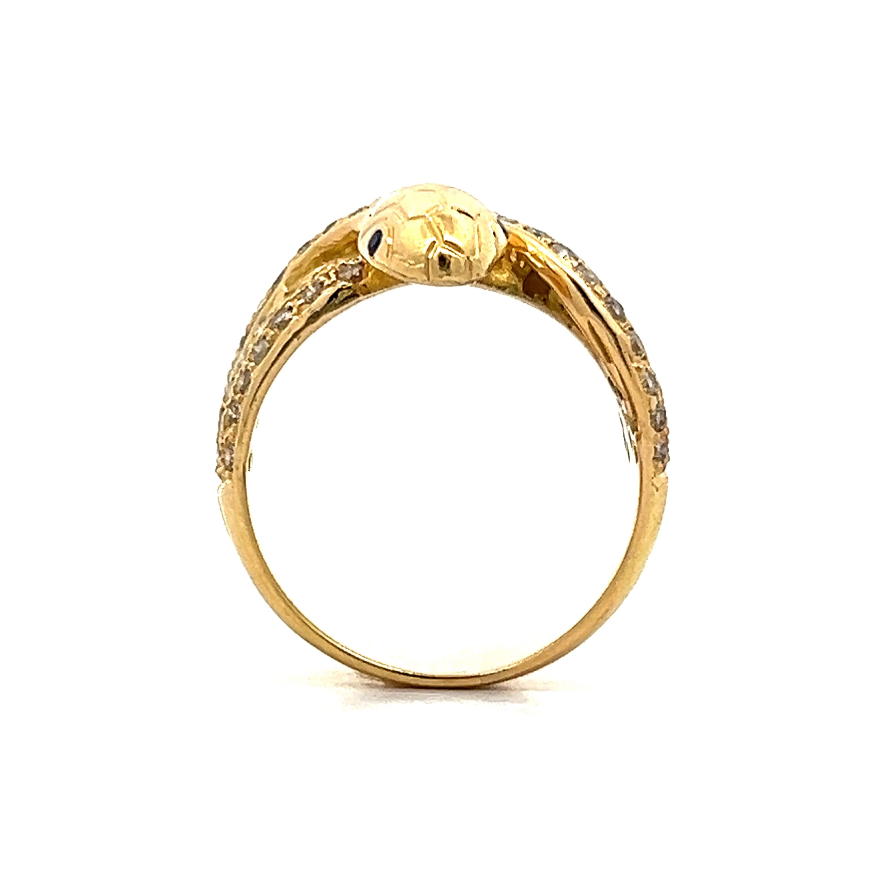 1.02 Triple Coiled Diamond Snake Ring in 18k Yellow Gold - Image 4
