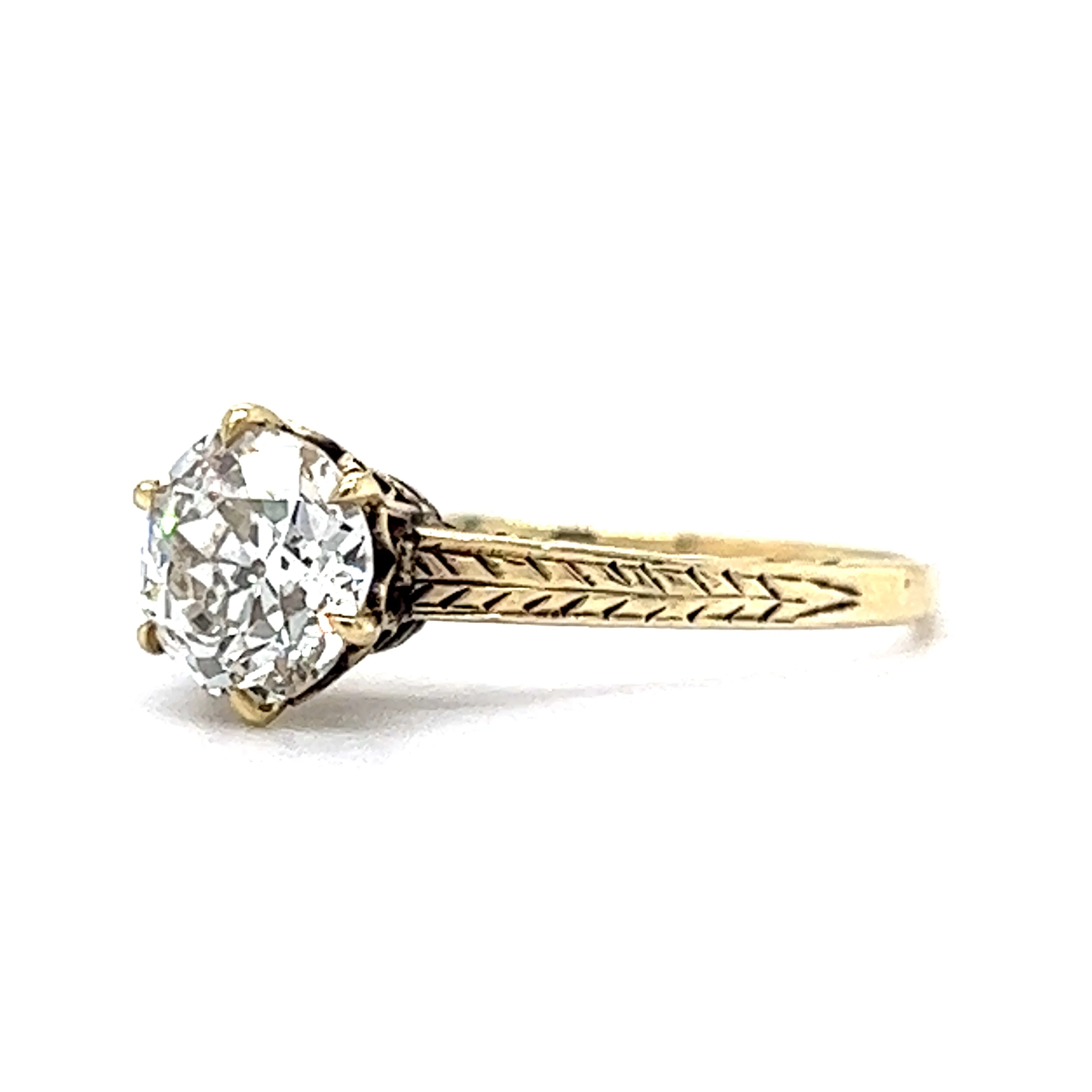 1.02 Victorian Diamond Engagement Ring in 14k Yellow Gold - Image 2