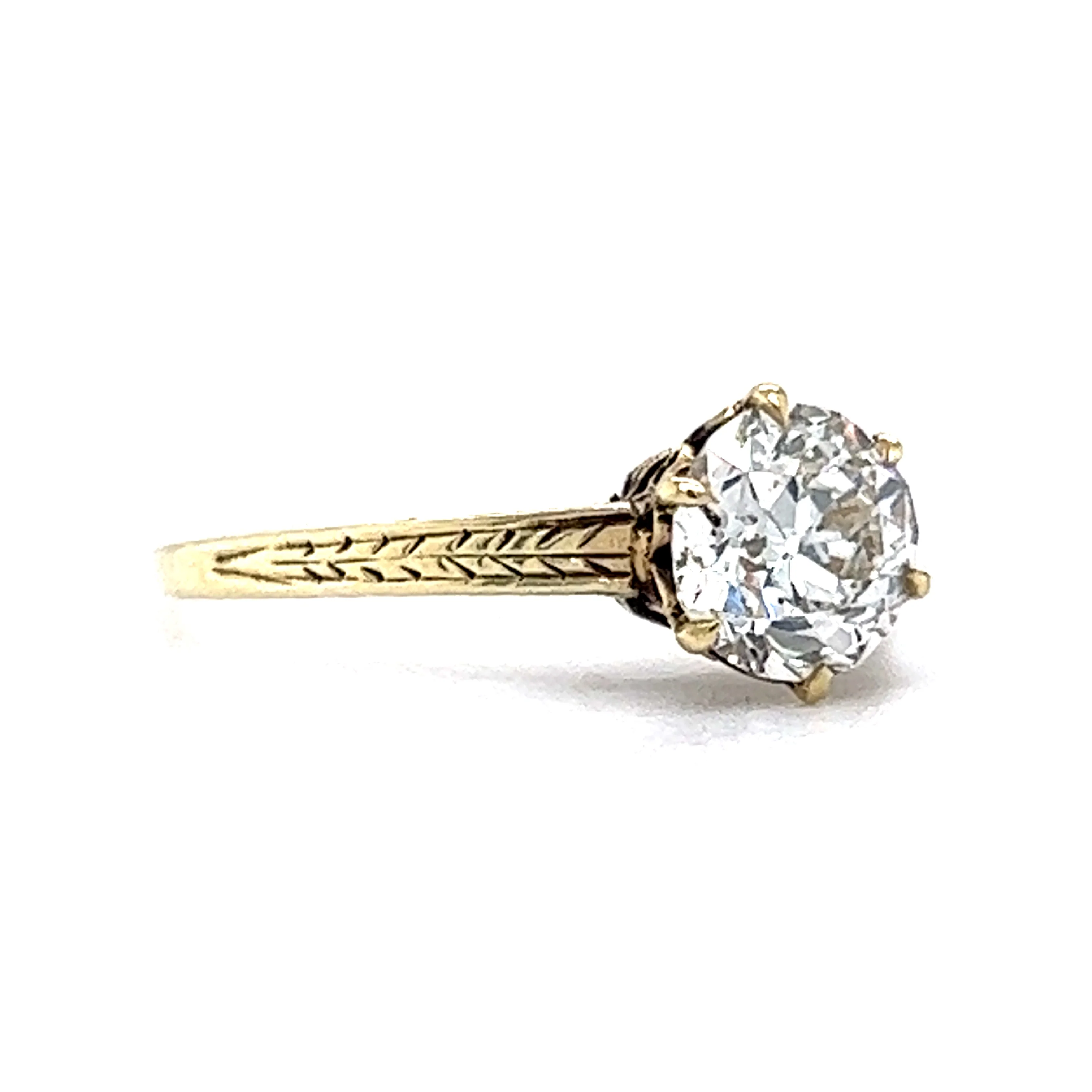 1.02 Victorian Diamond Engagement Ring in 14k Yellow Gold - Image 3