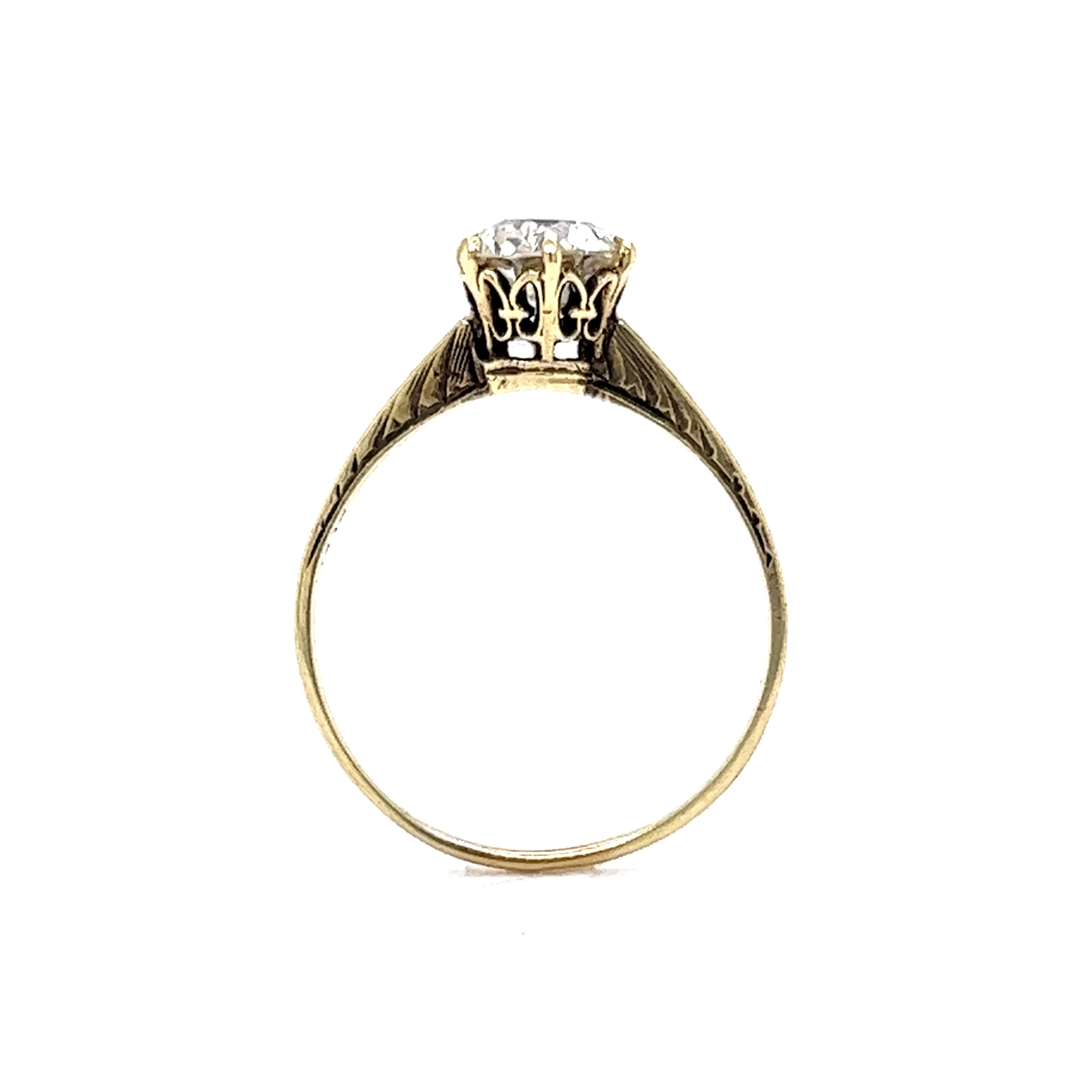 1.02 Victorian Diamond Engagement Ring in 14k Yellow Gold - Image 4