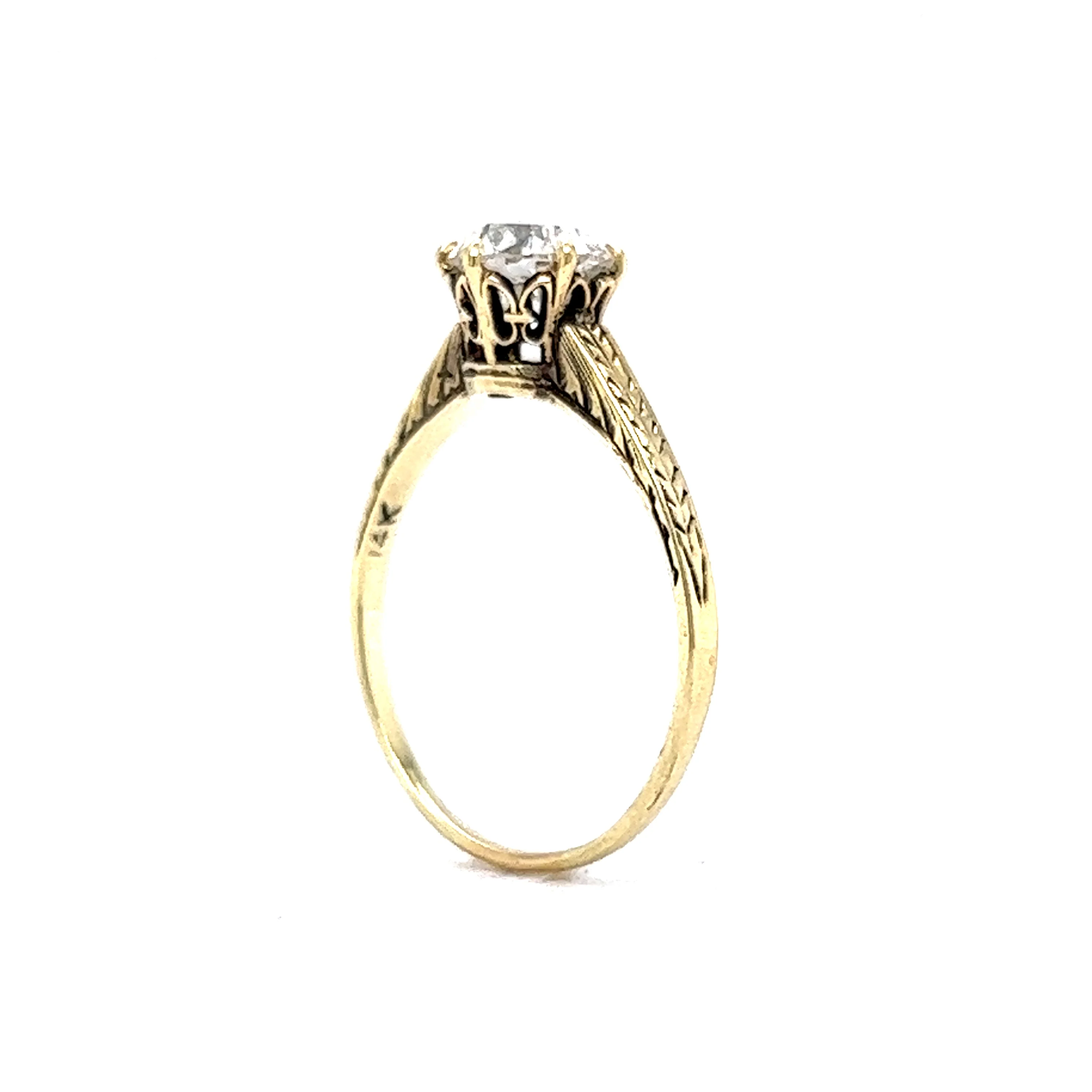 1.02 Victorian Diamond Engagement Ring in 14k Yellow Gold - Image 5