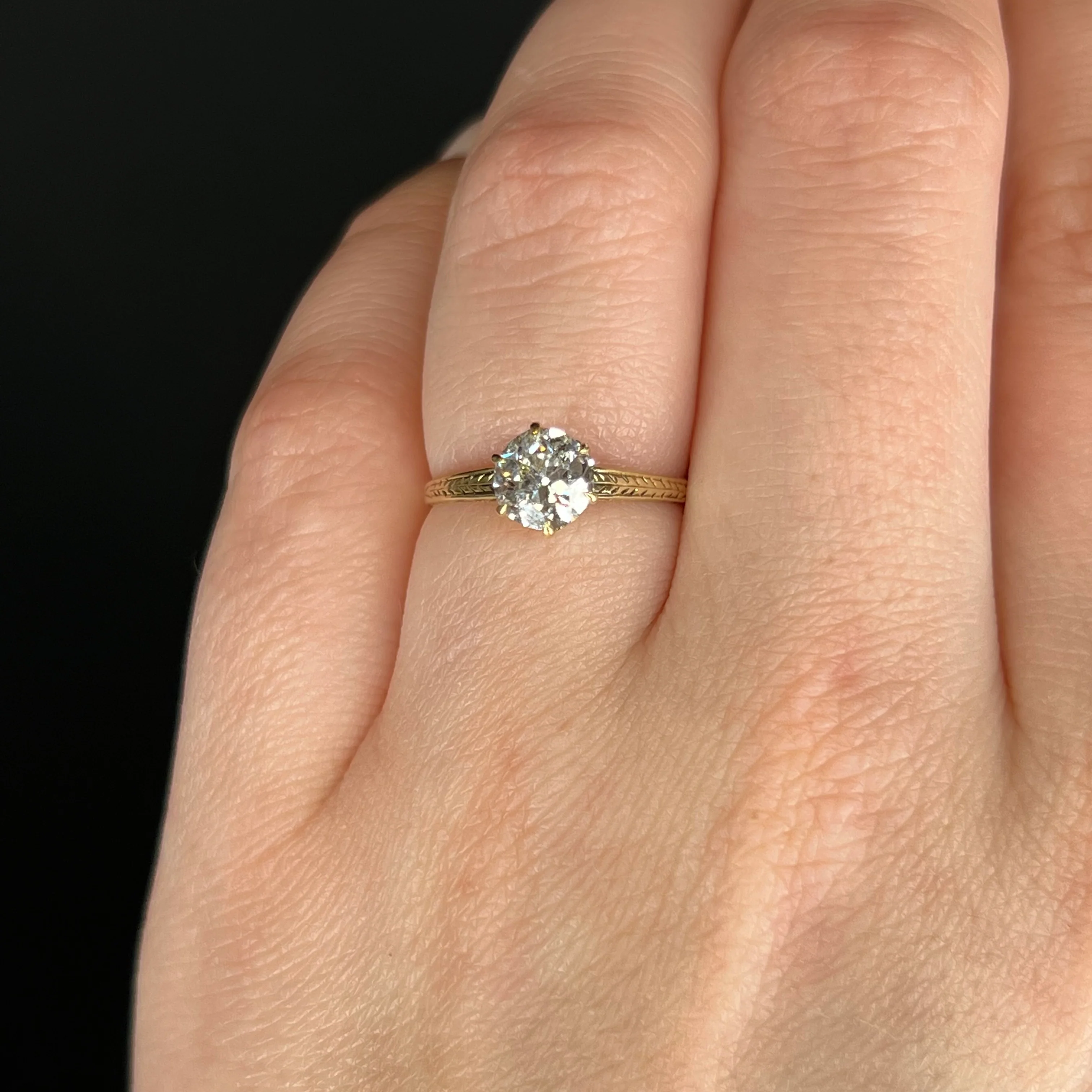 1.02 Victorian Diamond Engagement Ring in 14k Yellow Gold - Image 6