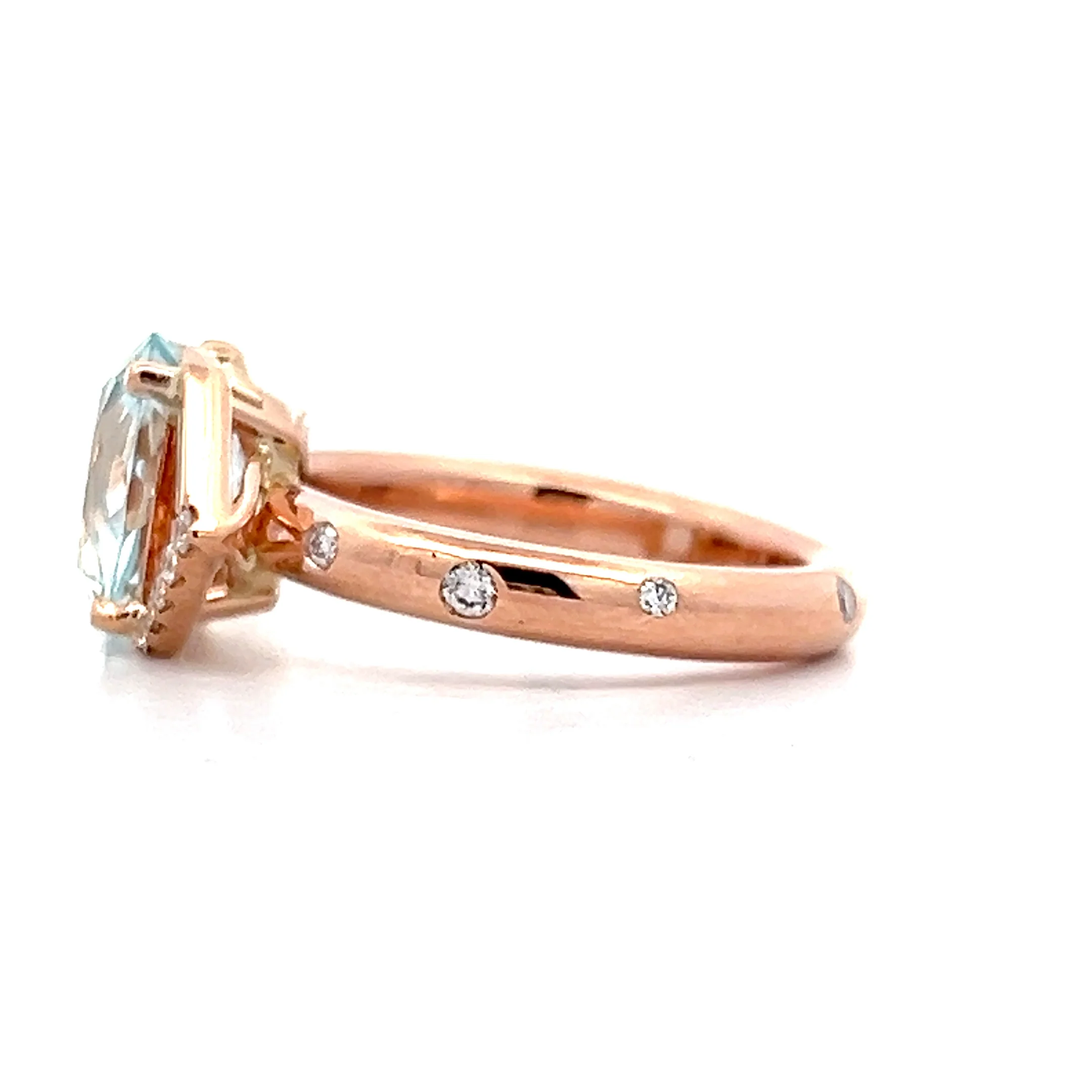 1.03 Aquamarine & Diamond Cocktail Ring in 14k - Image 2