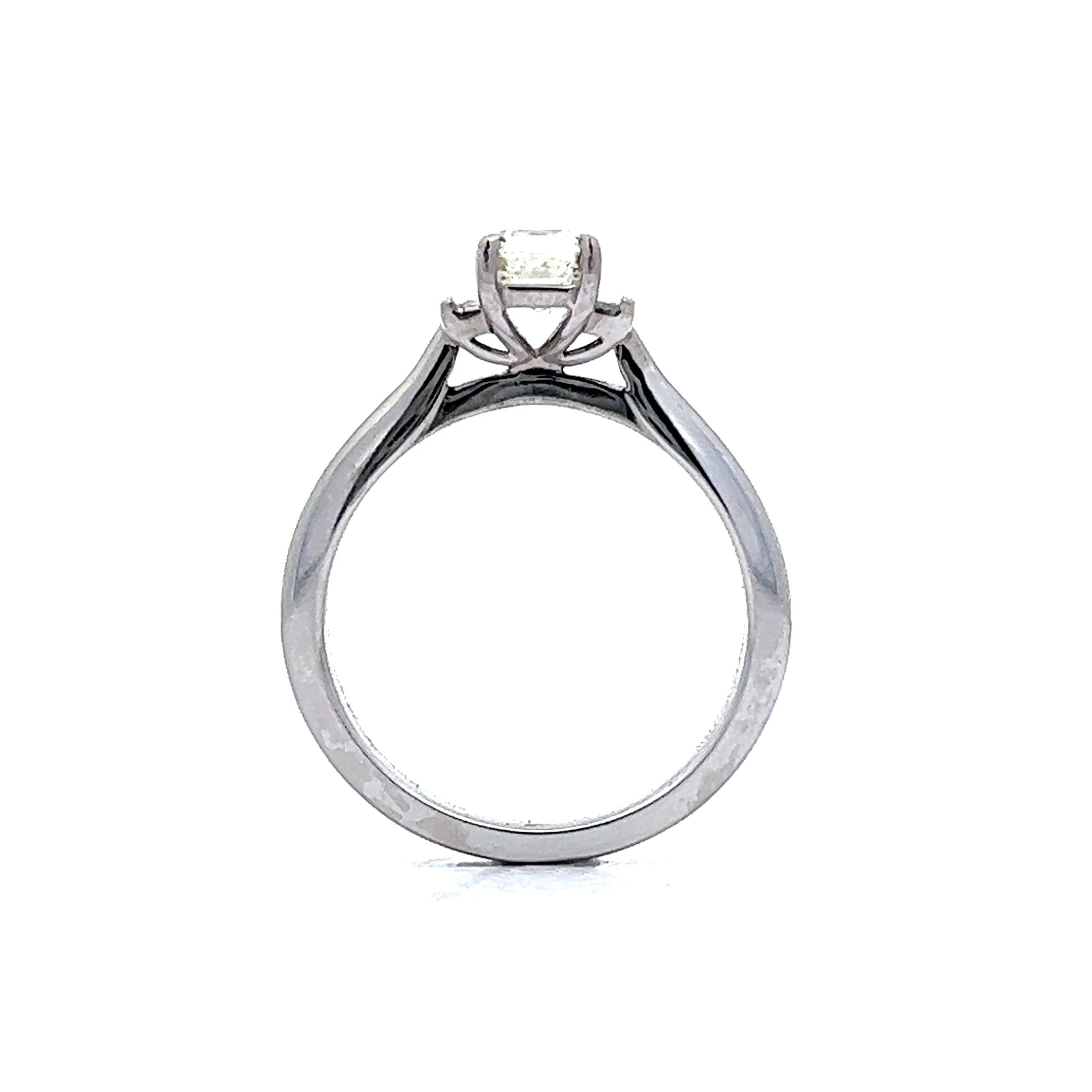 1.03 Three Stone Emerald Cut Engagement Ring in 14k White Gold - Image 4