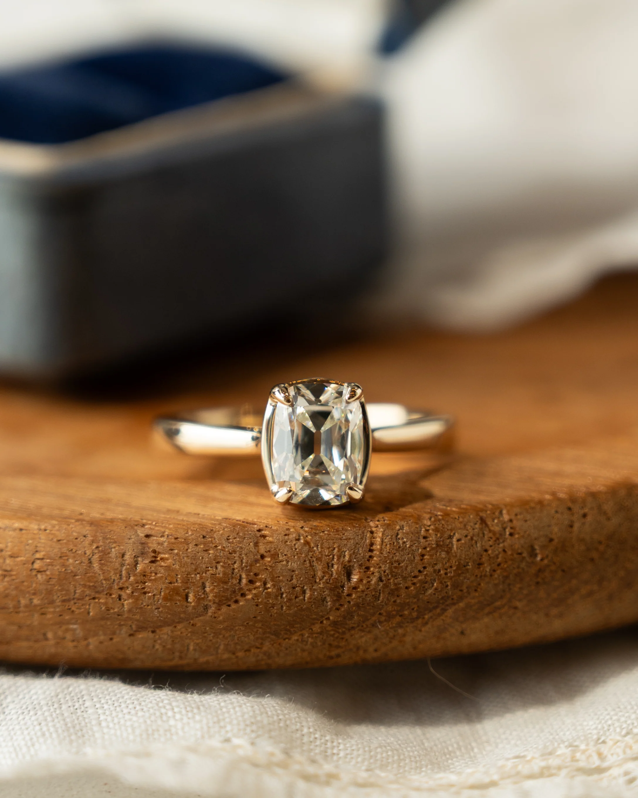 1.03 Old Mine Cushion Diamond Engagement Ring 14k - Image 6