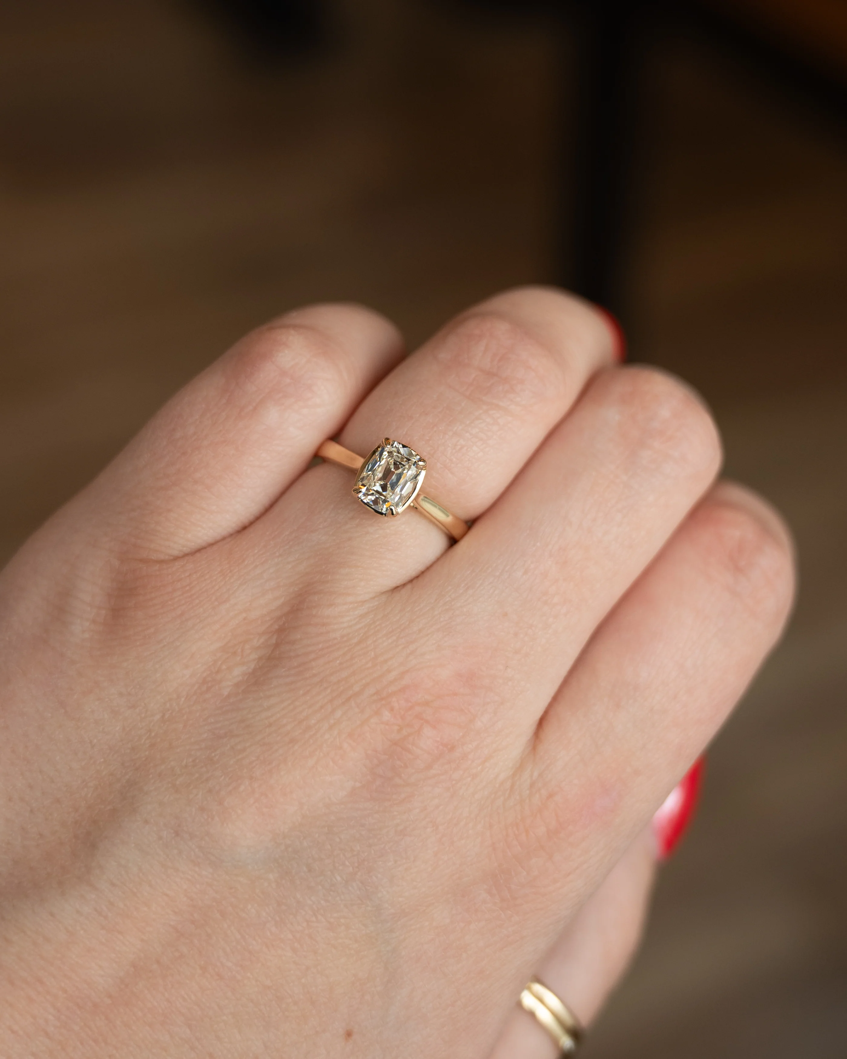 1.03 Old Mine Cushion Diamond Engagement Ring 14k - Image 7