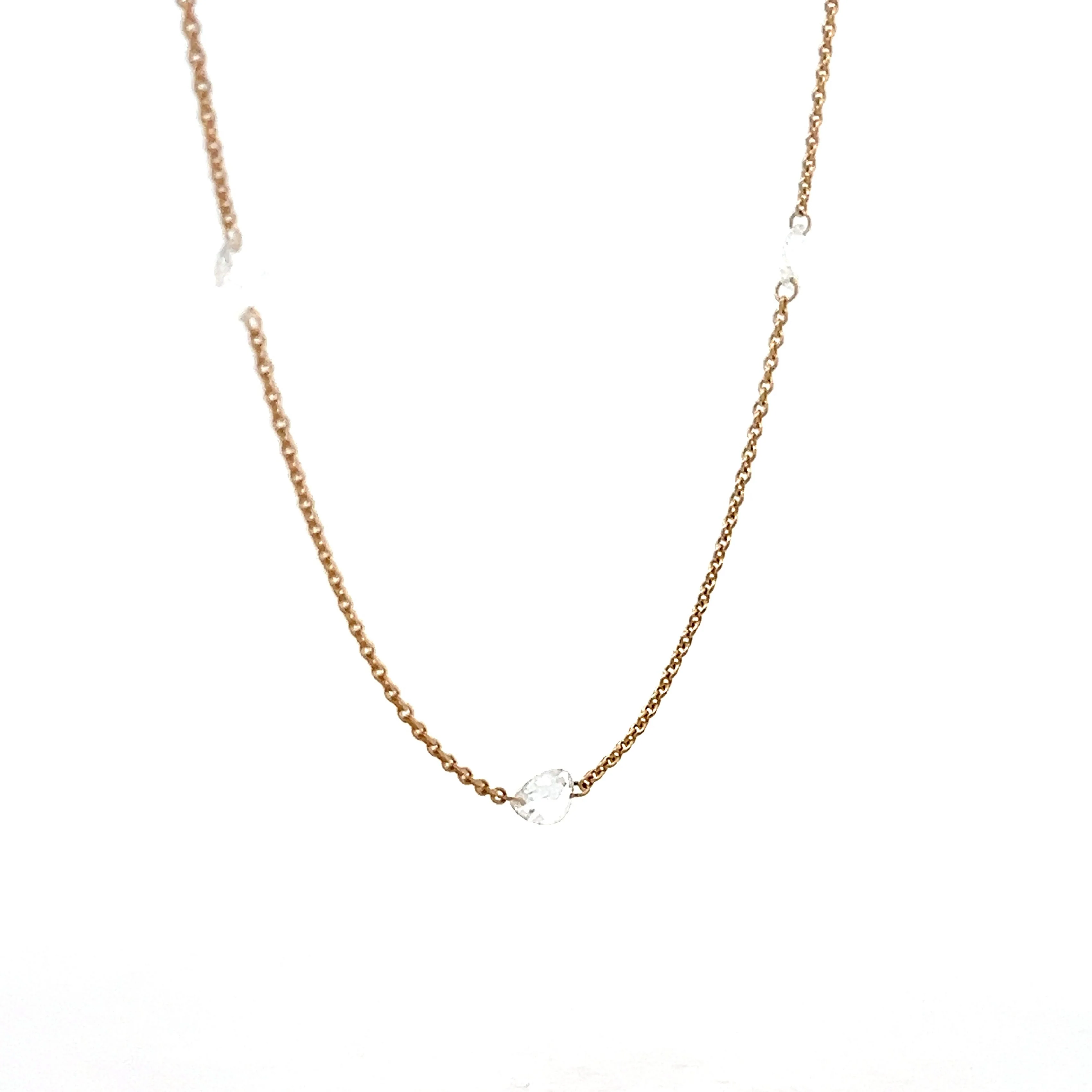 1.03 Pear Shaped Rose Cut Diamond Necklace in 18k - Image 3
