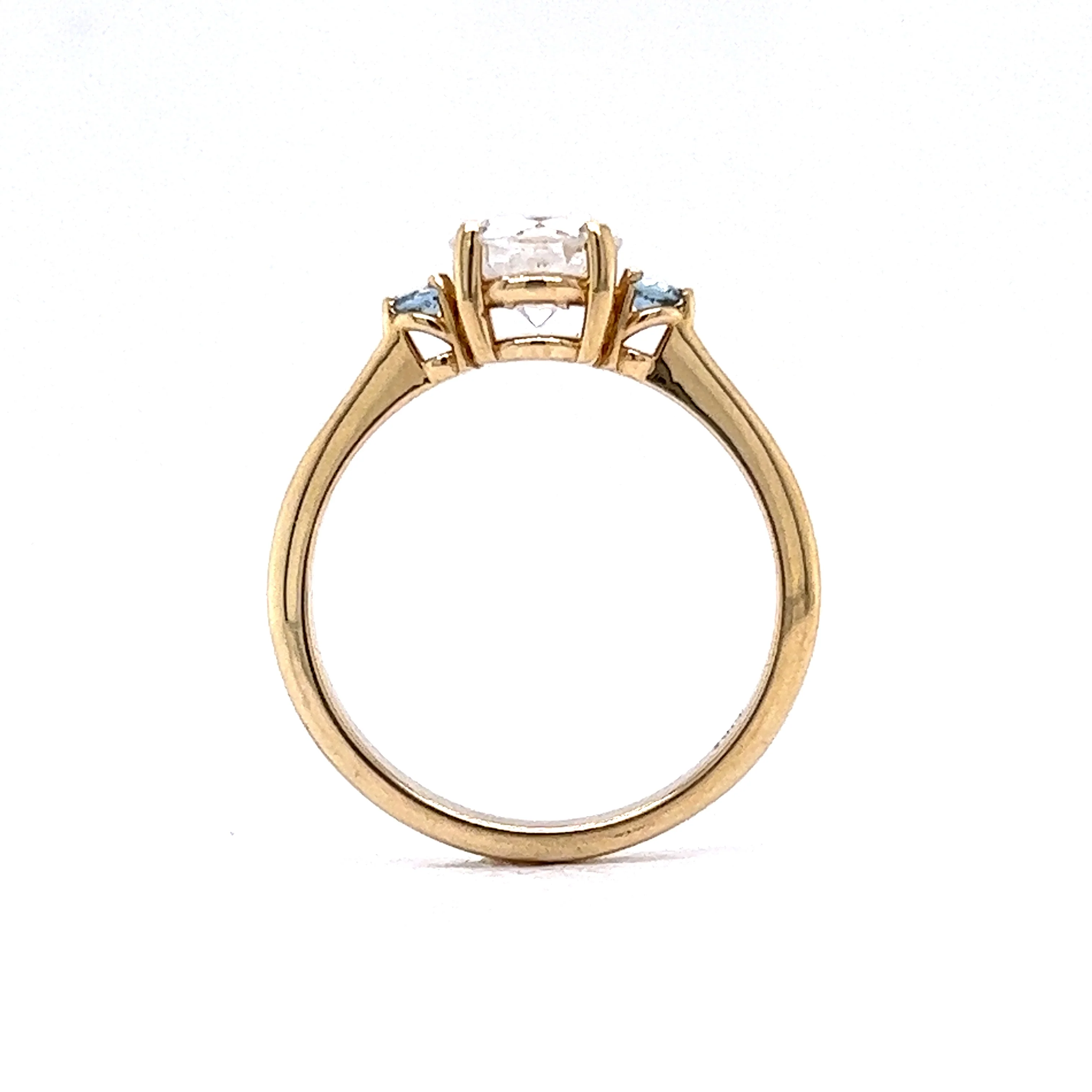1.03 Round Diamond Engagement Ring w/ Aquamarine Accents - Image 4