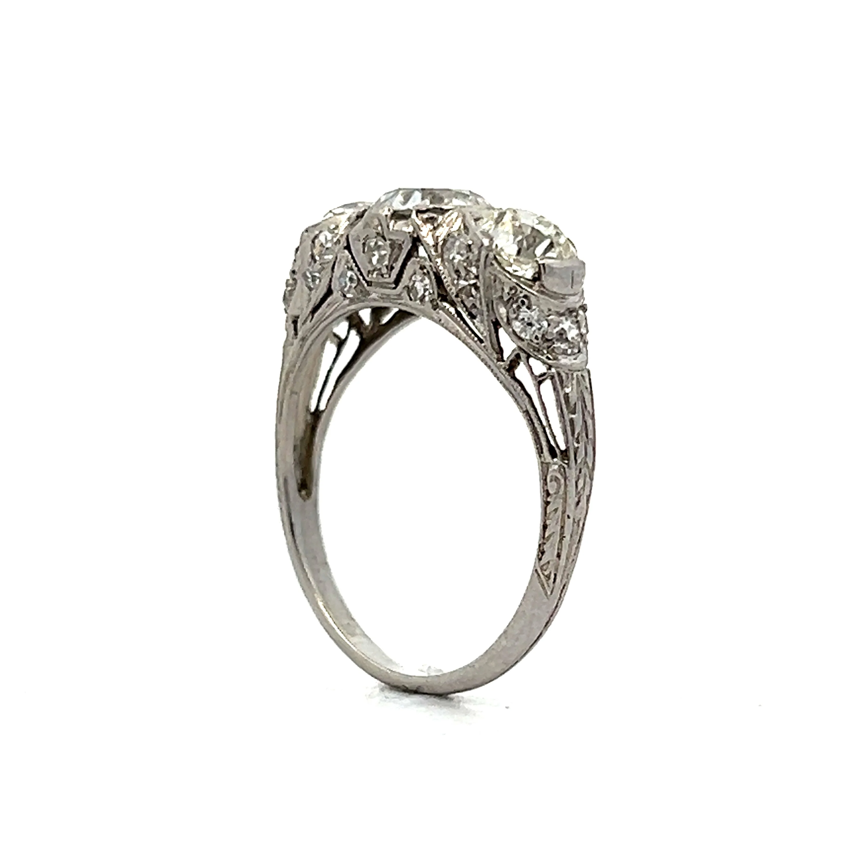 1.03 Vintage Art Deco Filigree Engagement Ring in Platinum - Image 5