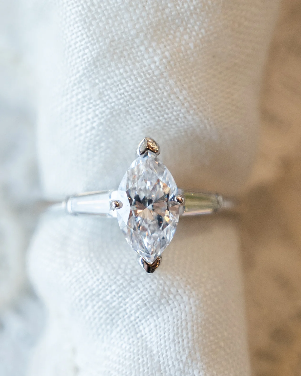 1.03 Vintage Marquise Diamond Engagement Ring Platinum - Image 6