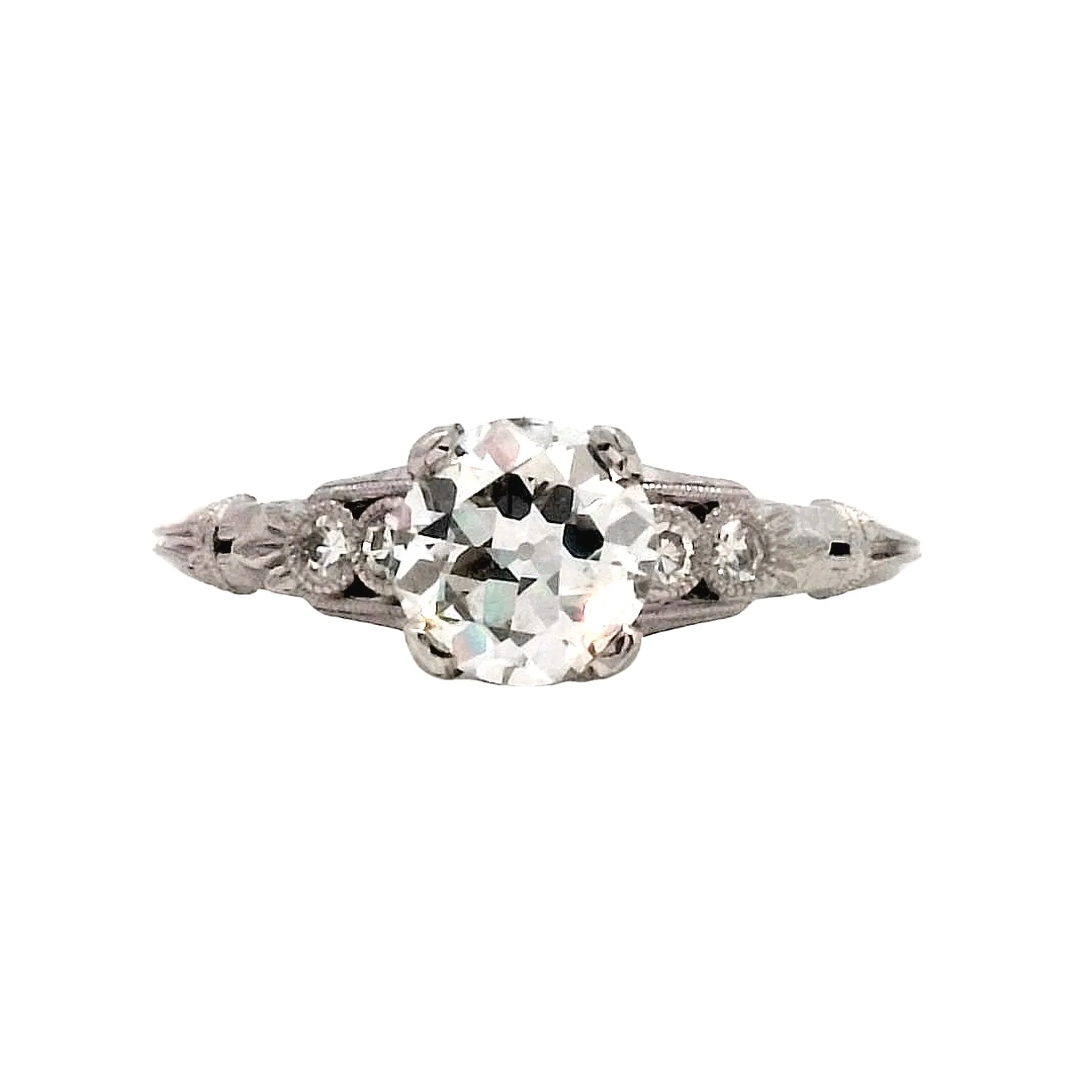 1.04 Antique Old Euro Diamond Engagement Ring