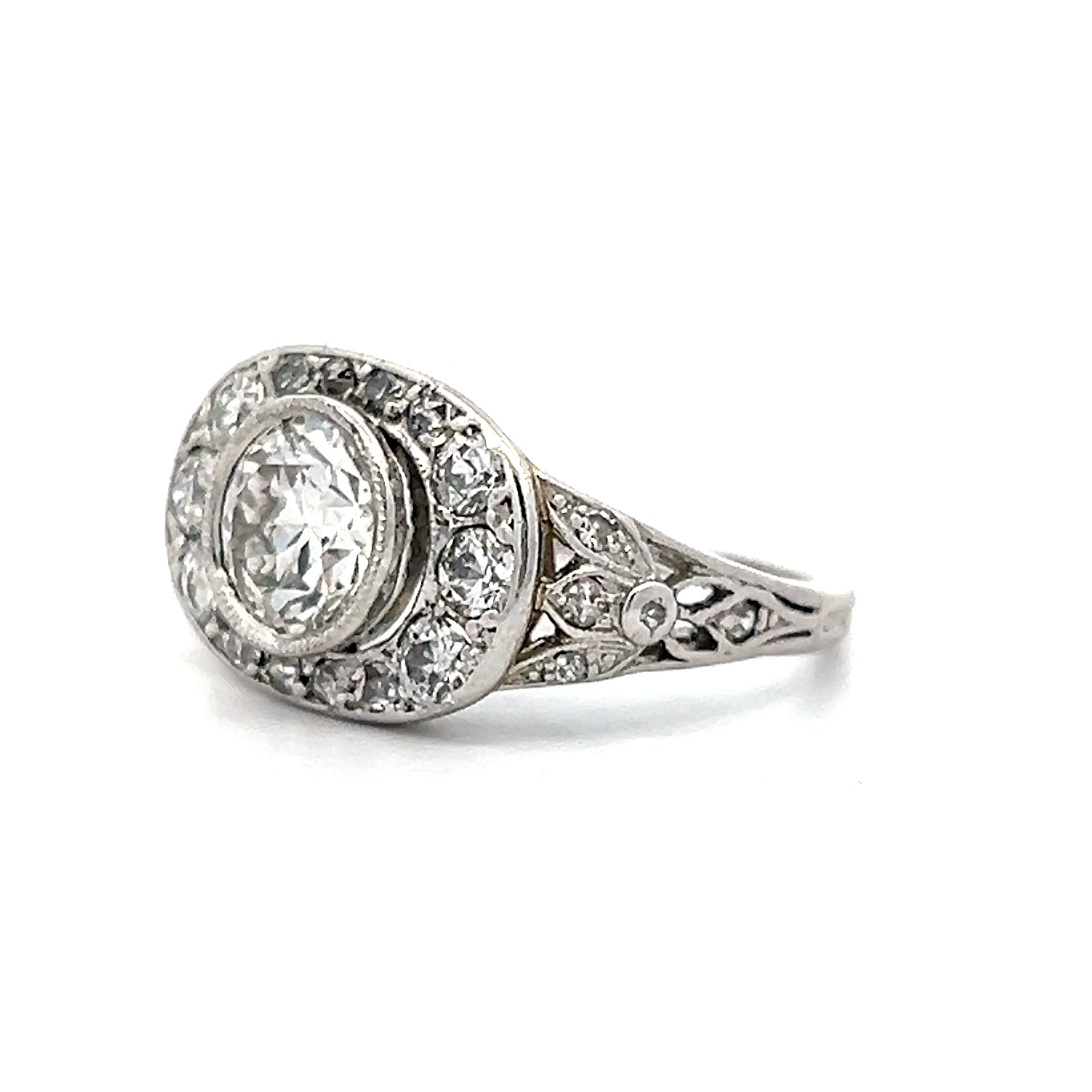 1.04 Art Deco Diamond Bezel Engagement Ring in Platinum - Image 2