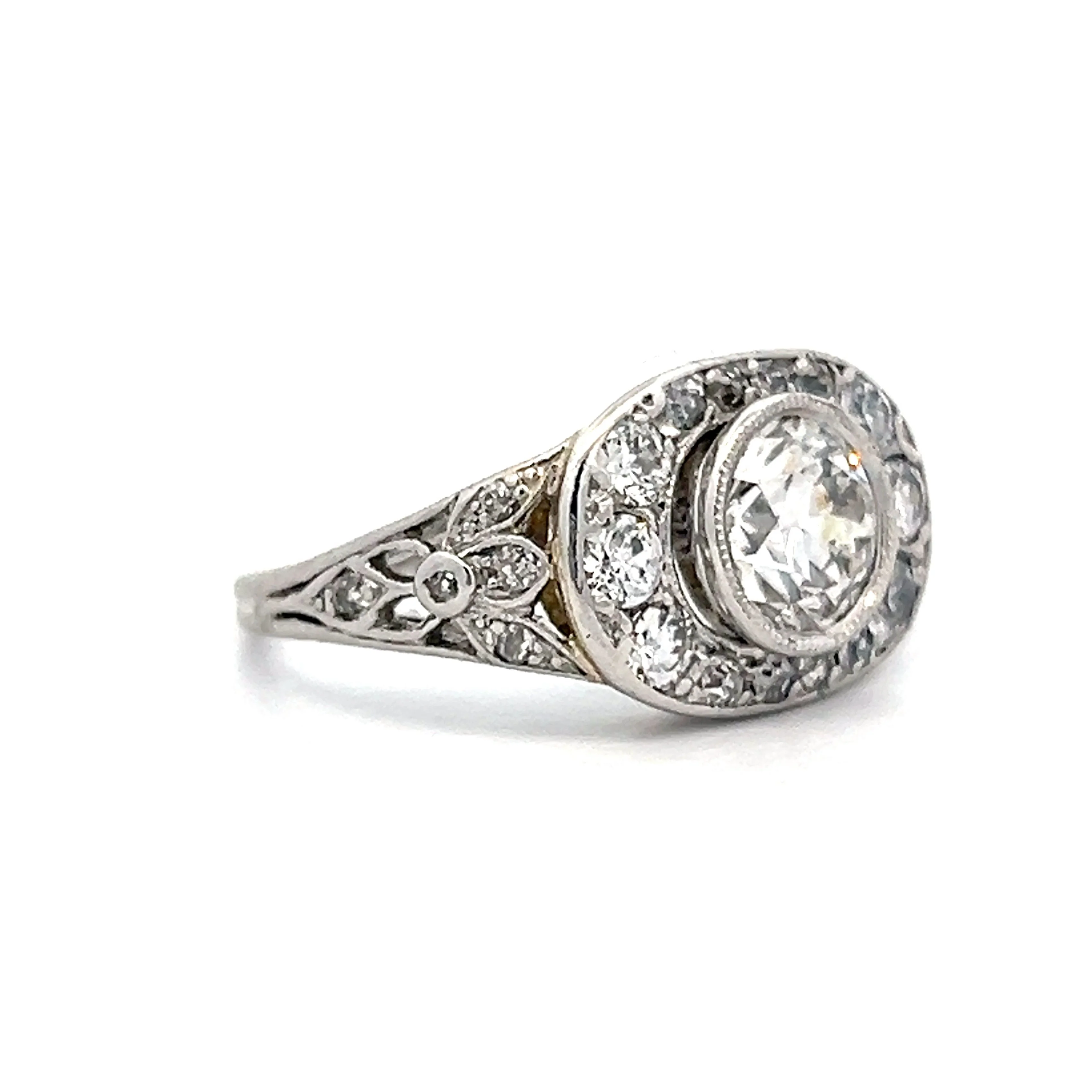 1.04 Art Deco Diamond Bezel Engagement Ring in Platinum - Image 3