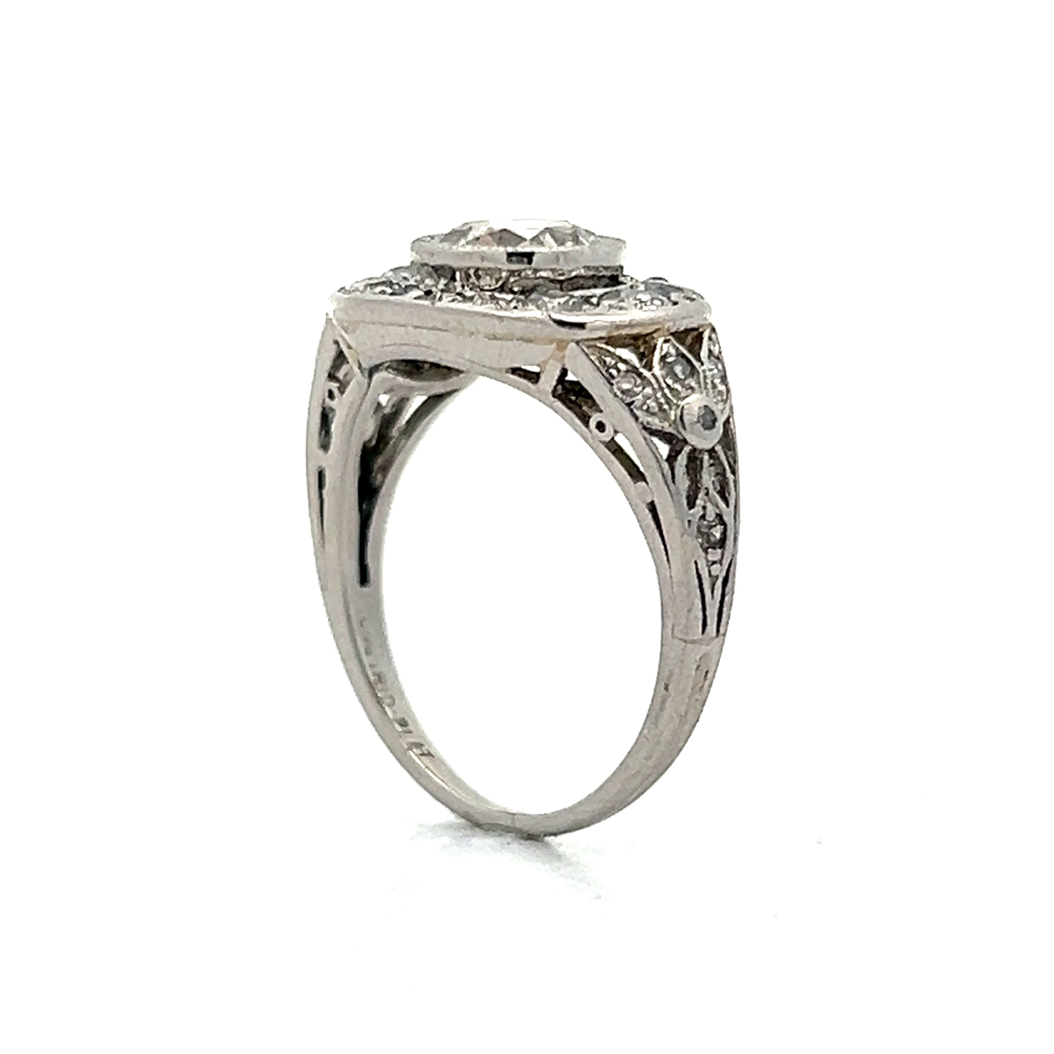 1.04 Art Deco Diamond Bezel Engagement Ring in Platinum - Image 5